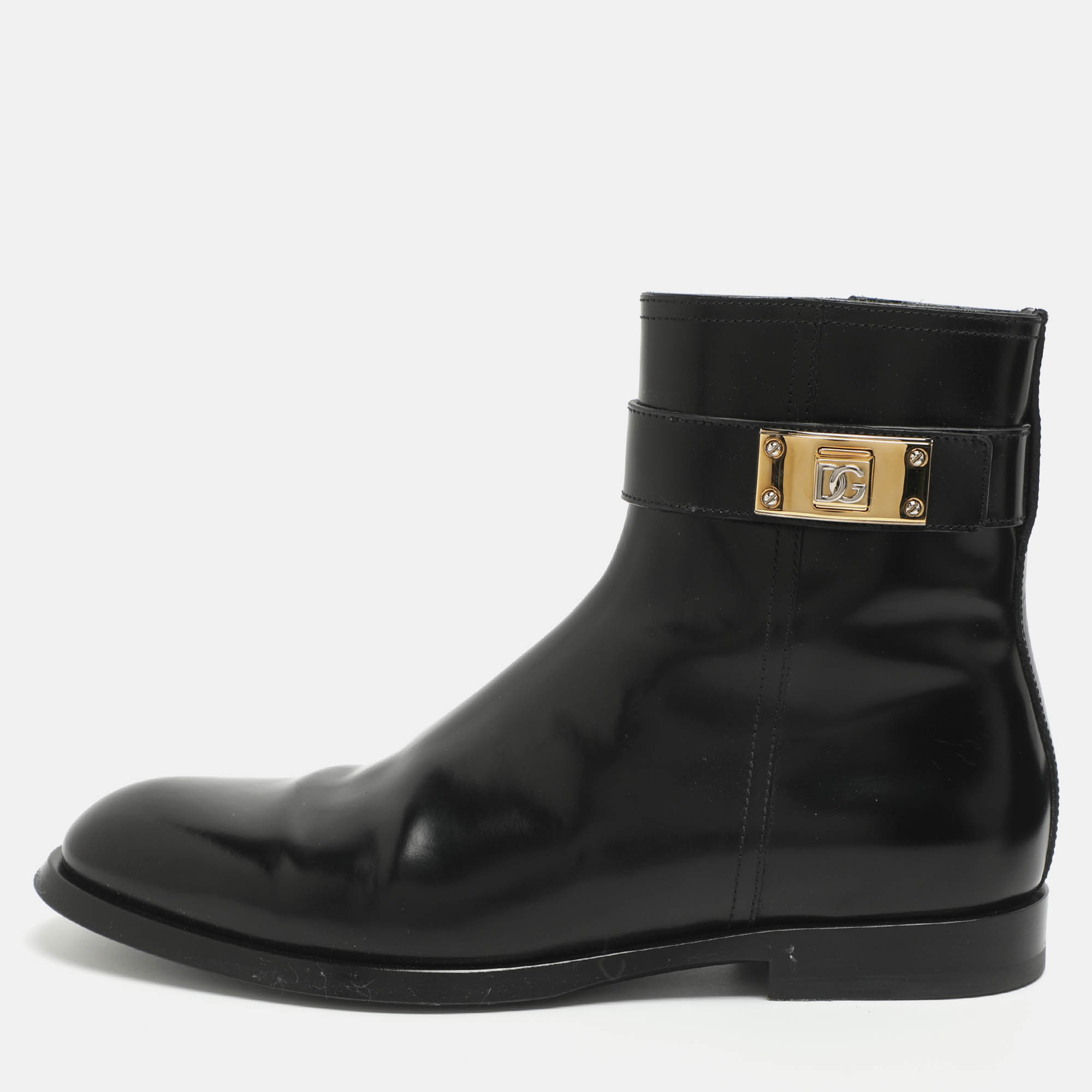 Dolce & Gabbana Giotto Size 39 Black Leather Ankle Length Boots