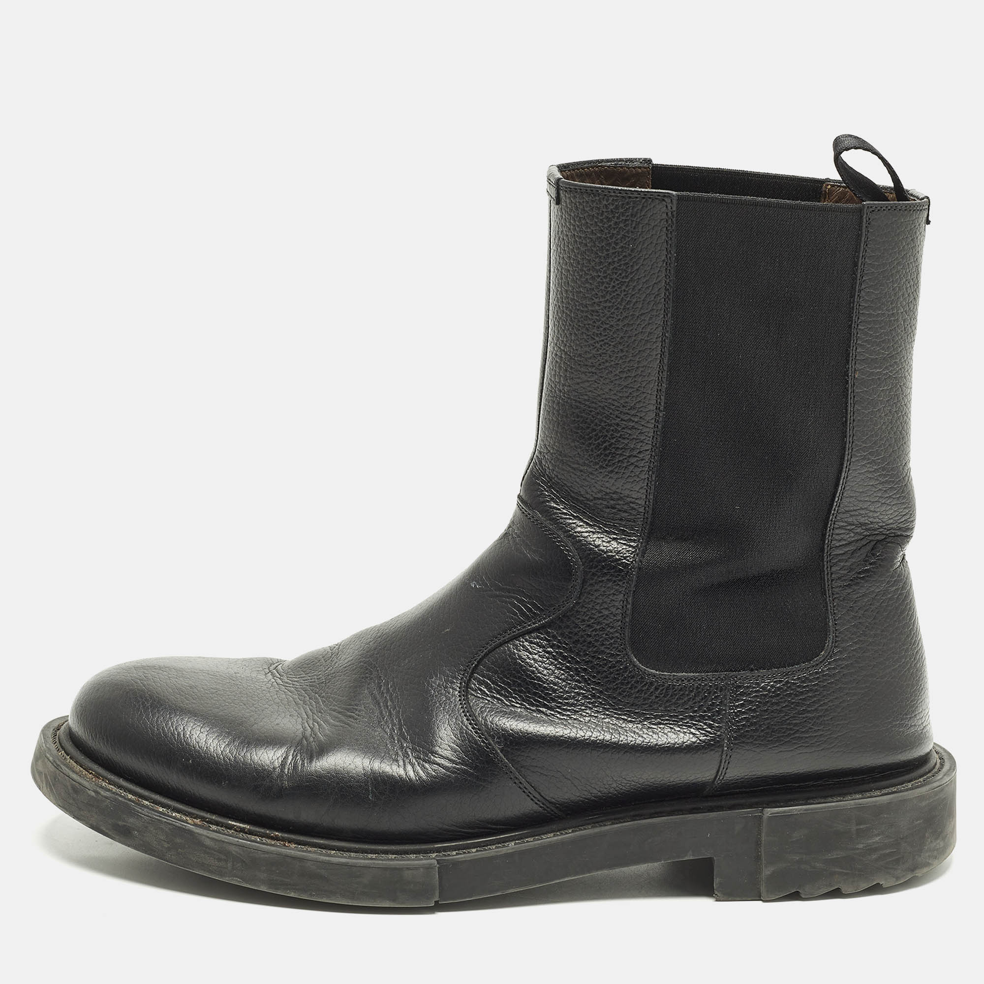 Salvatore Ferragamo Size 45 Black Leather Chelsea Boots