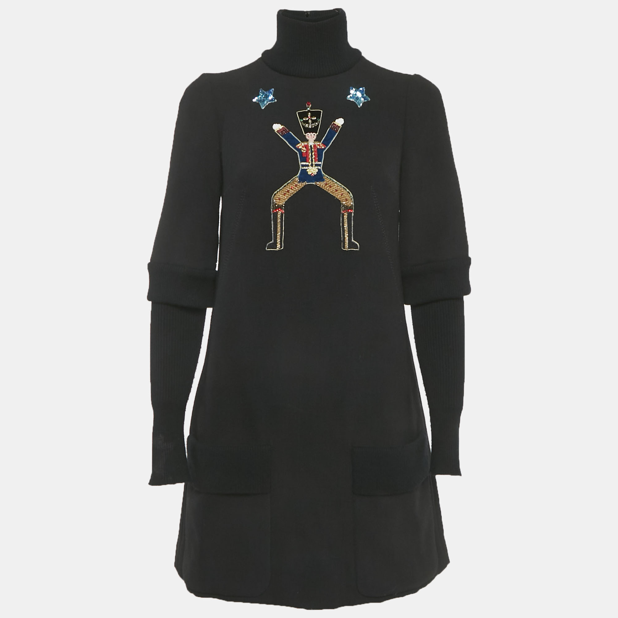 Dolce & Gabbana Black Knit Fairy Tale Applique Crystal Sweater M