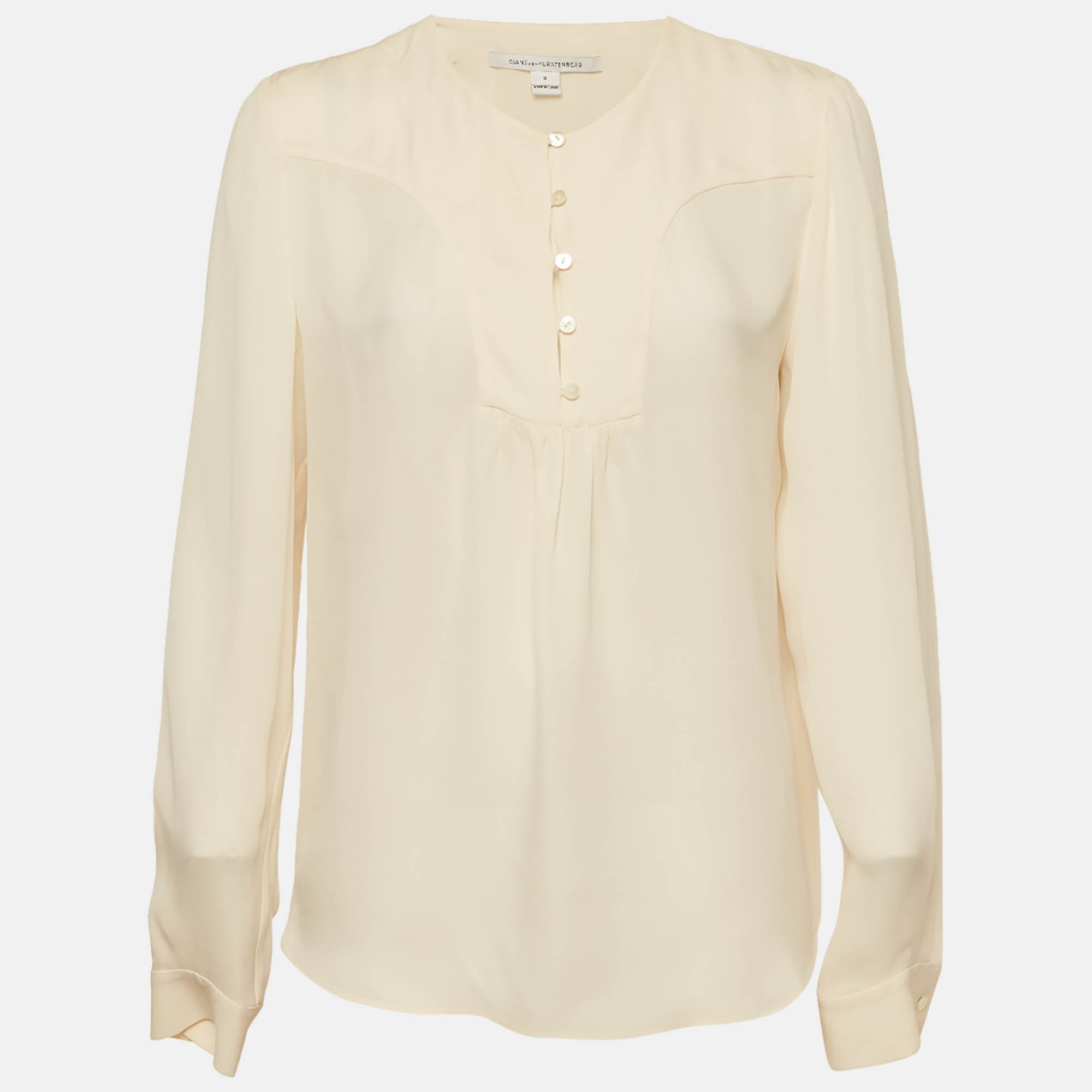 Diane Von Furstenberg Beige Silk Blouse M