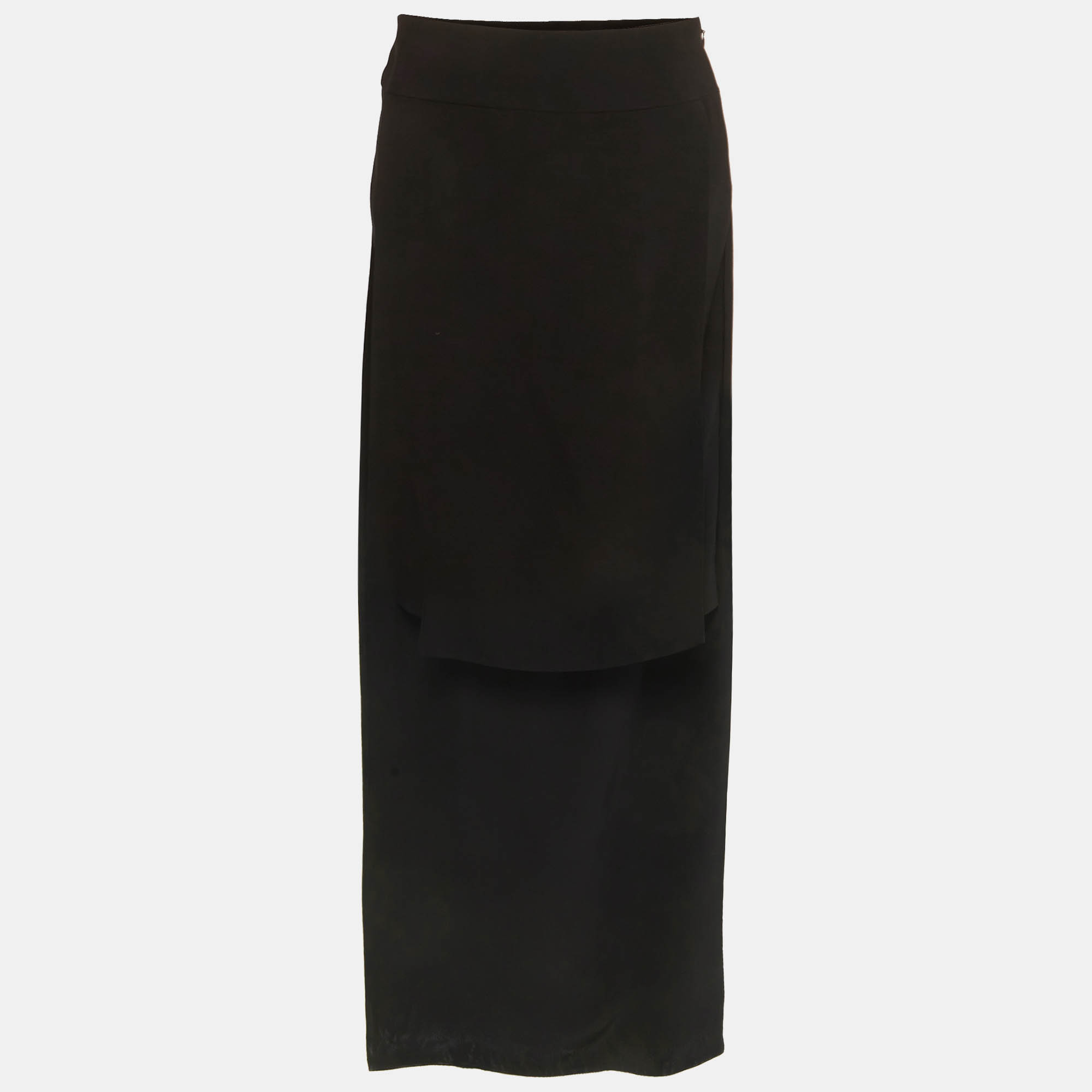 Givenchy Black Crepe Overlay Detail Mini Skirt M