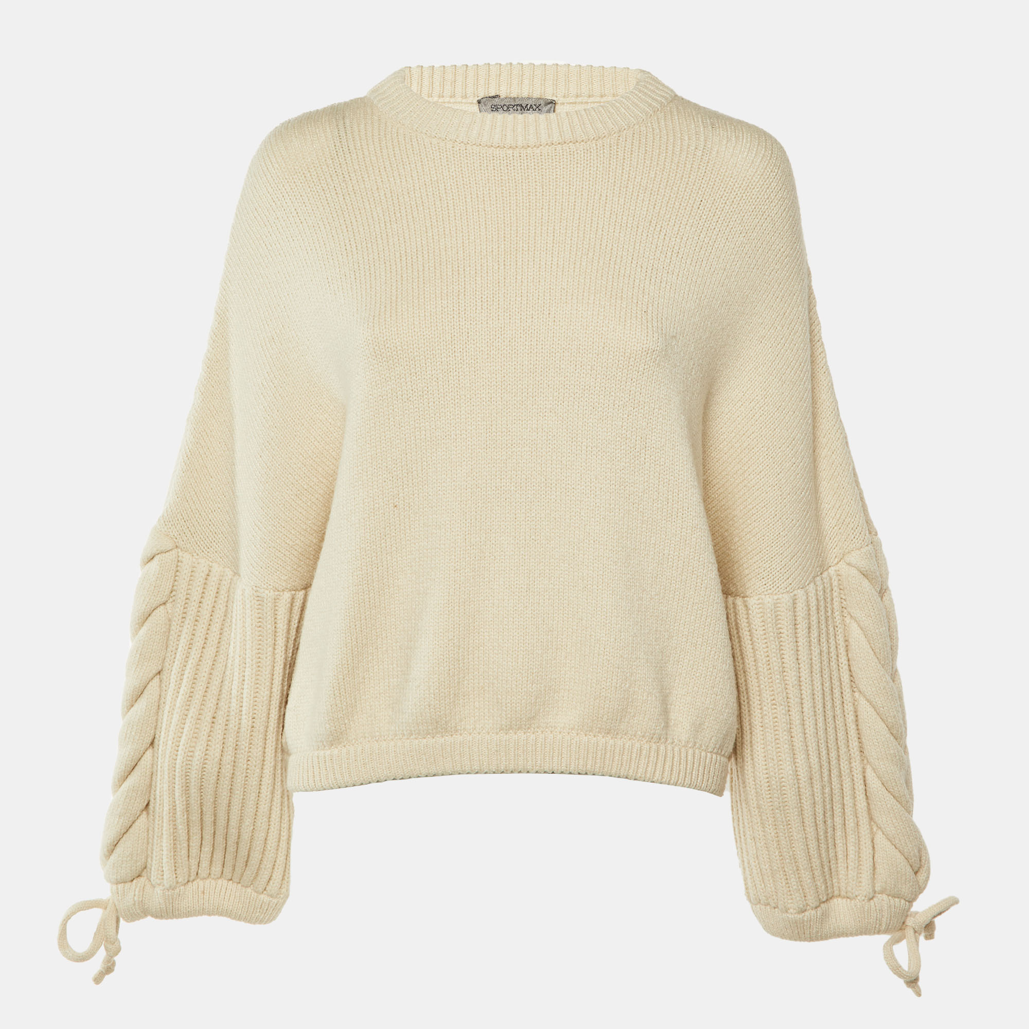 Sportmax Cream Knit Bell Sleeve Sweater S
