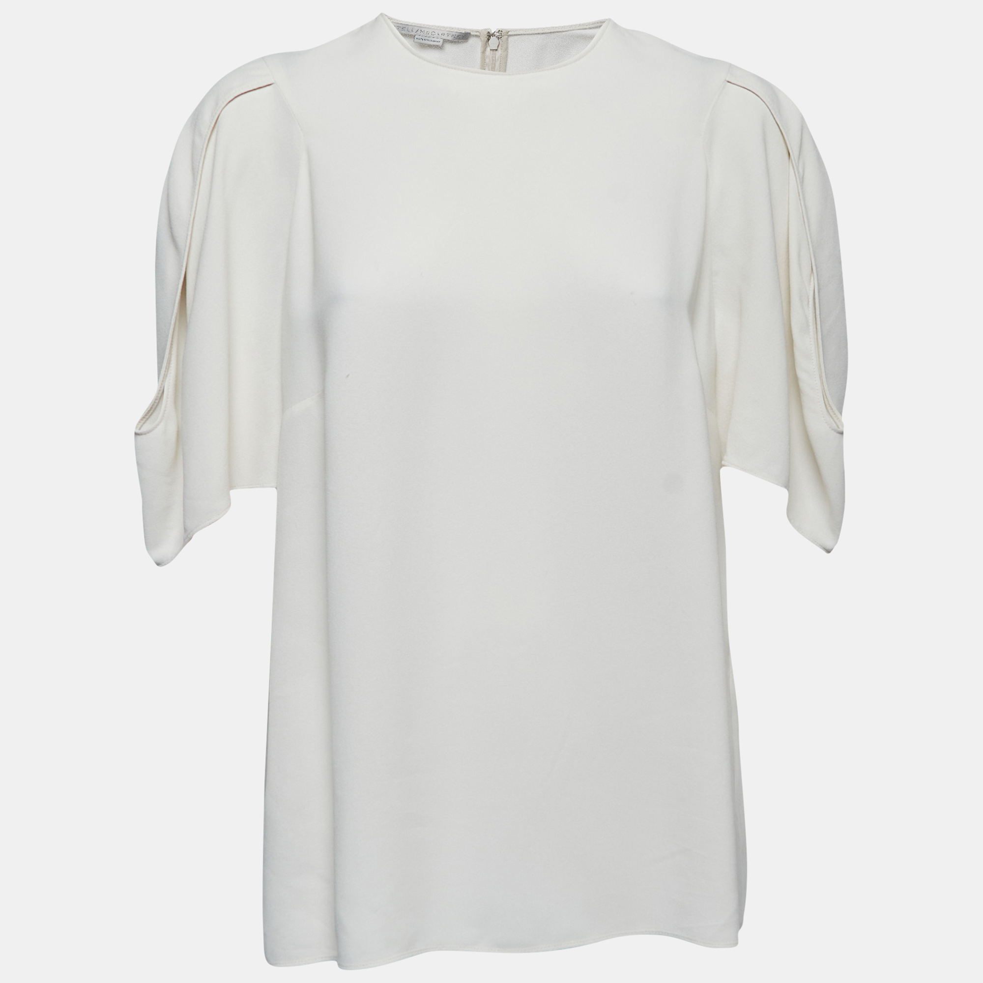 Stella McCartney Ivory Crepe Slit Sleeve Detail Blouse L