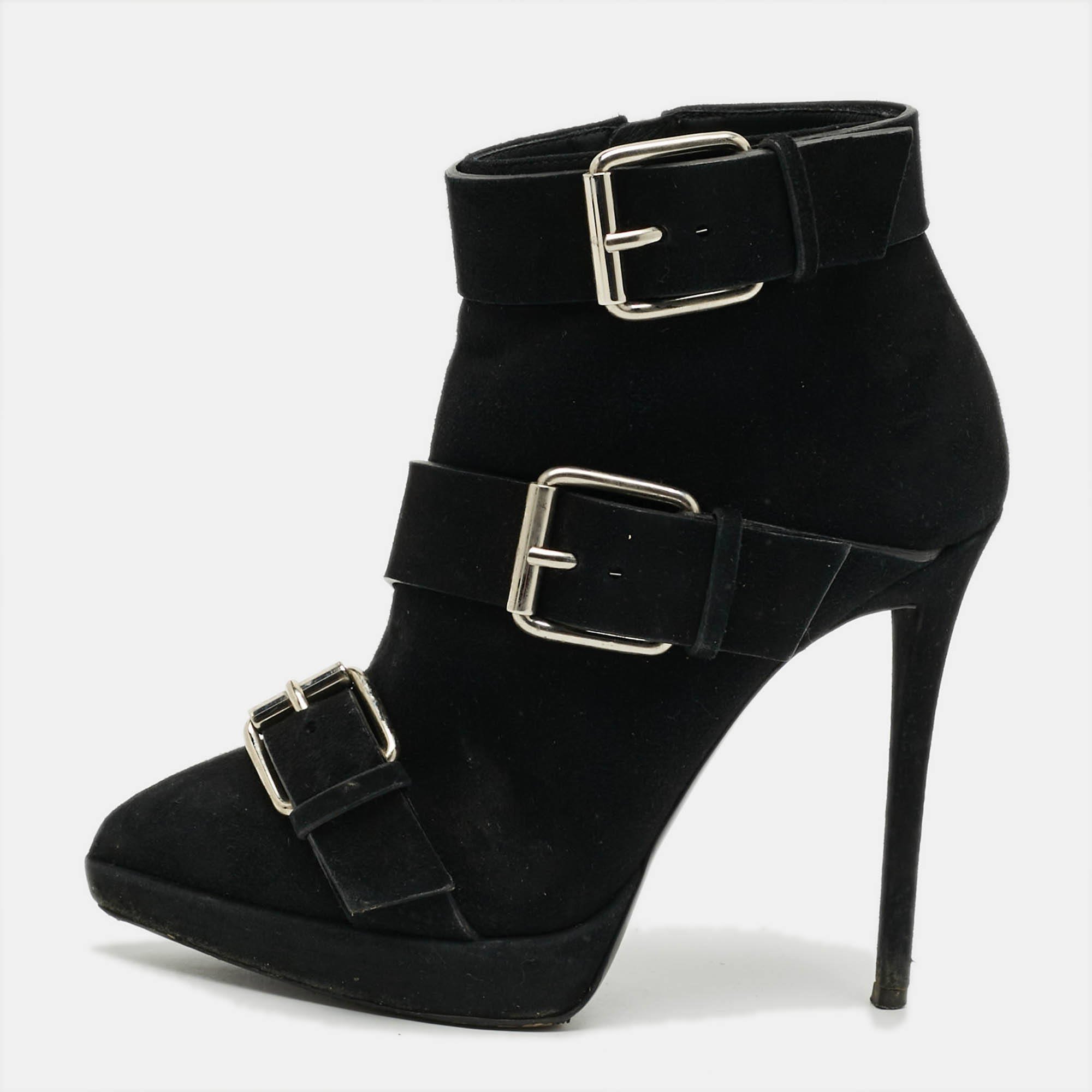 Giuseppe Zanotti Emy Size 37 Black Suede Ankle Length Boots