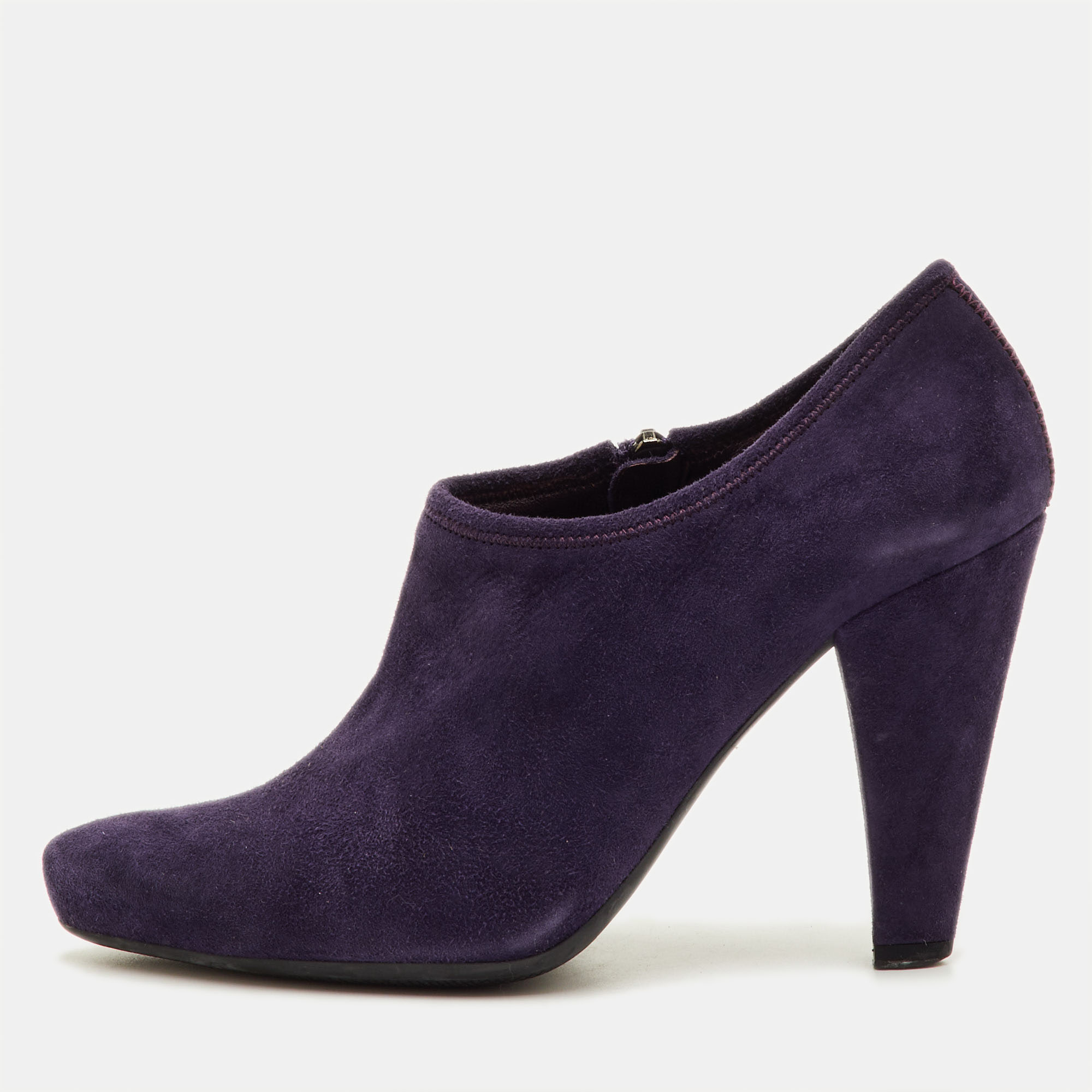 Prada Sport Size 36.5 Dark Purple Suede Ankle Length Boots