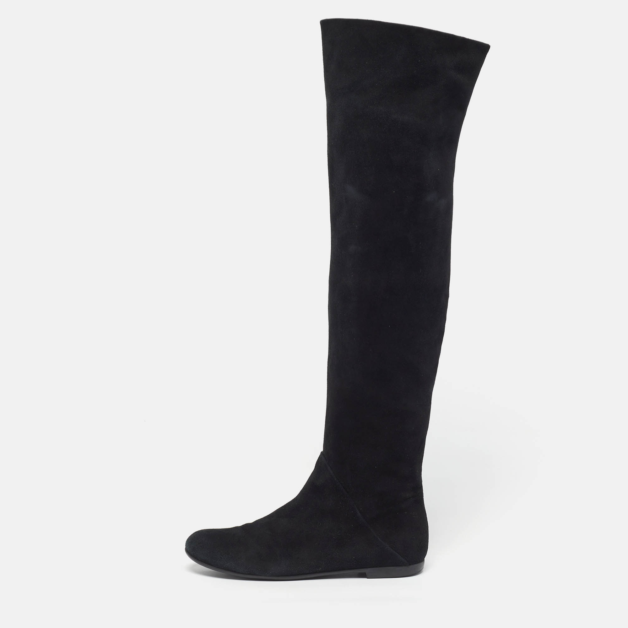Giuseppe Zanotti Size 36.5 Black Suede Knee Length Boots