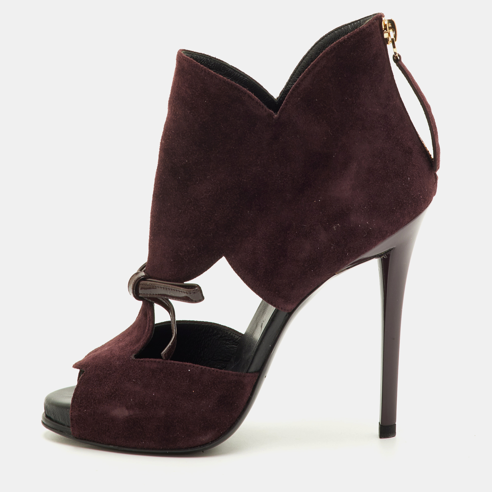 Roger Vivier Bibow Size 36 Brown Suede Platform Cut Out Ankle Booties