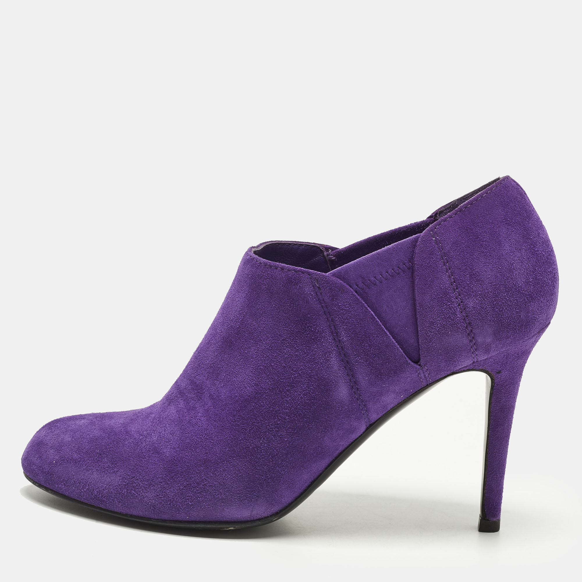 Sergio Rossi Size 39.5 Purple Suede Ankle Booties