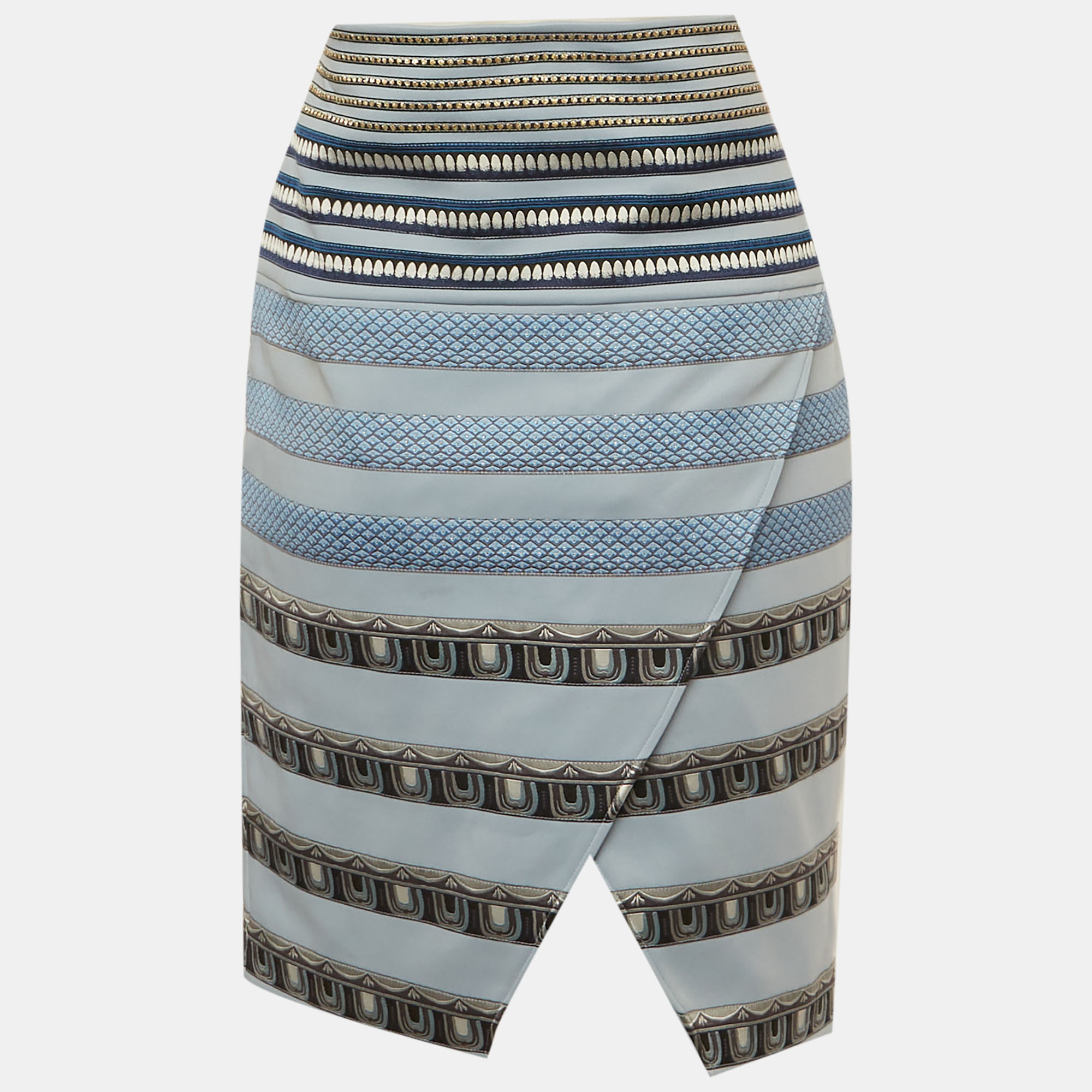 Kenzo Blue Striped Pattern Jersey Asymmetric Mini Skirt M