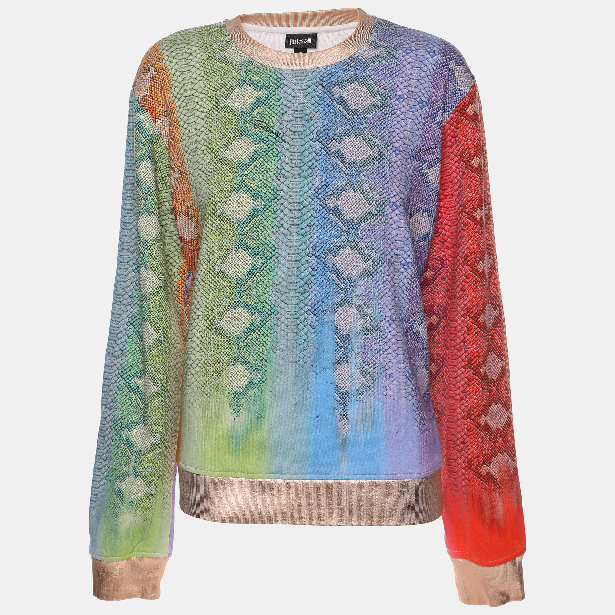 Just Cavalli Multicolor Python Print Cotton Blend Sweater M