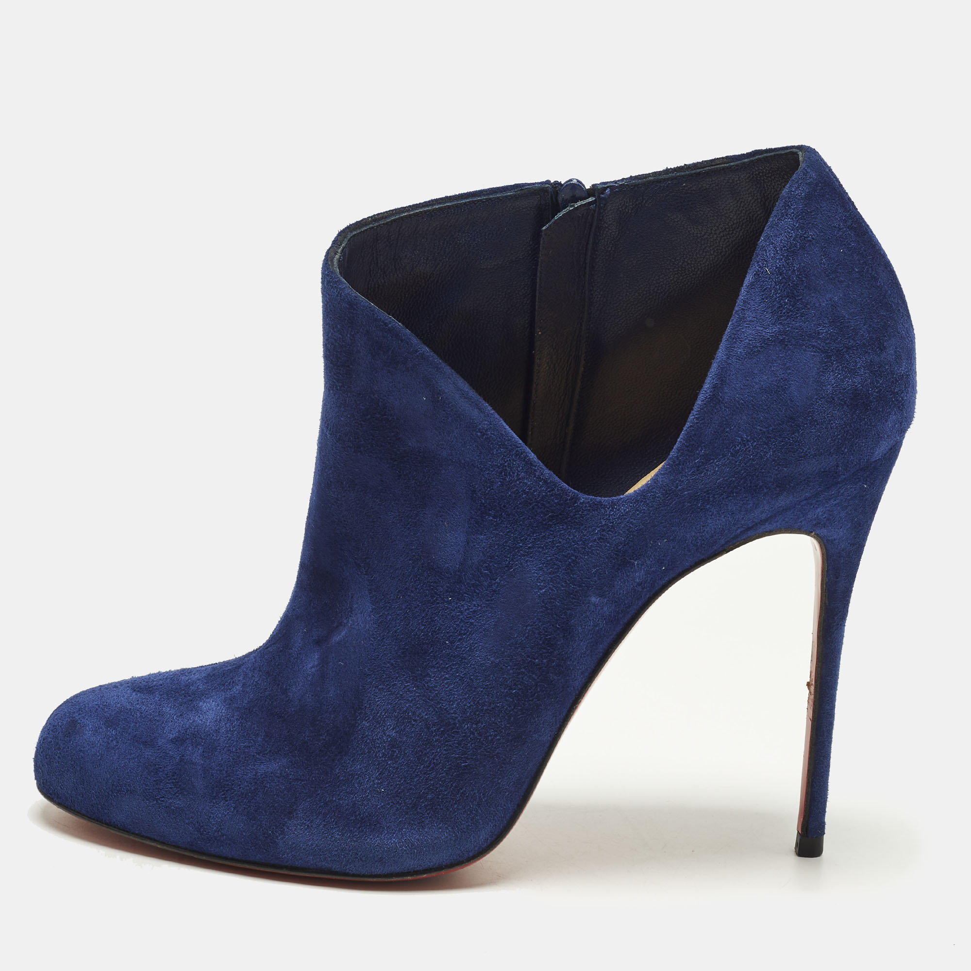 Christian Louboutin Lisse Size 40 Blue Suede Ankle Length Boots