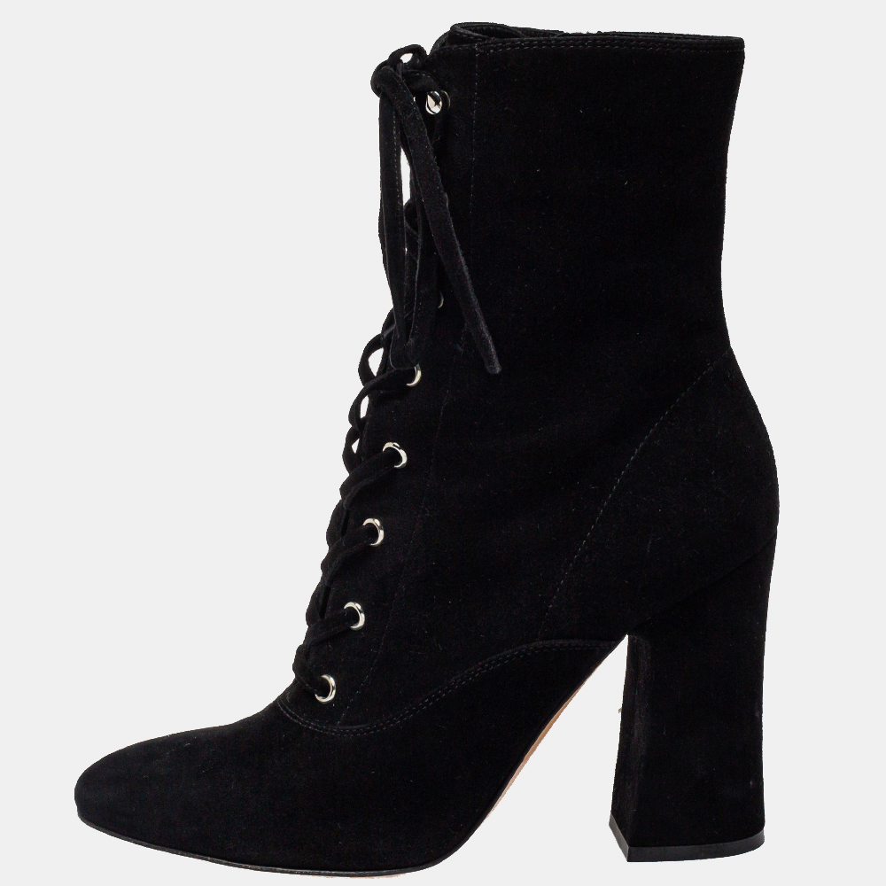 Gianvito Rossi Size 39 Black Suede Ankle Length Boots