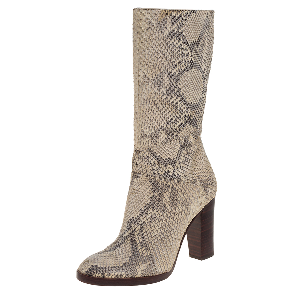 Chlo&eacute; Two Tone Python Knee High Adelie Boots Size 35 Chloe