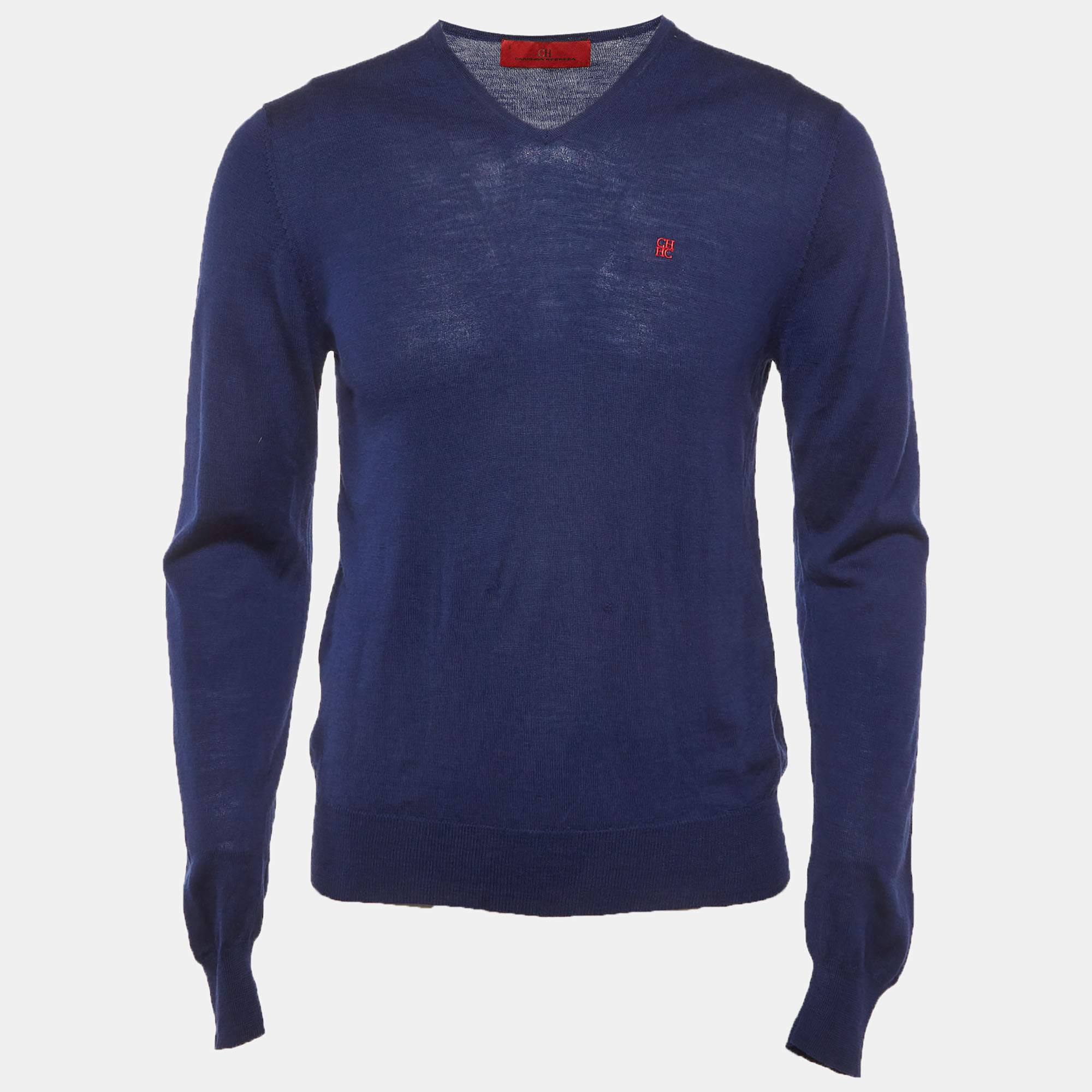 CH Carolina Herrera Blue Rib Knit Sweater S