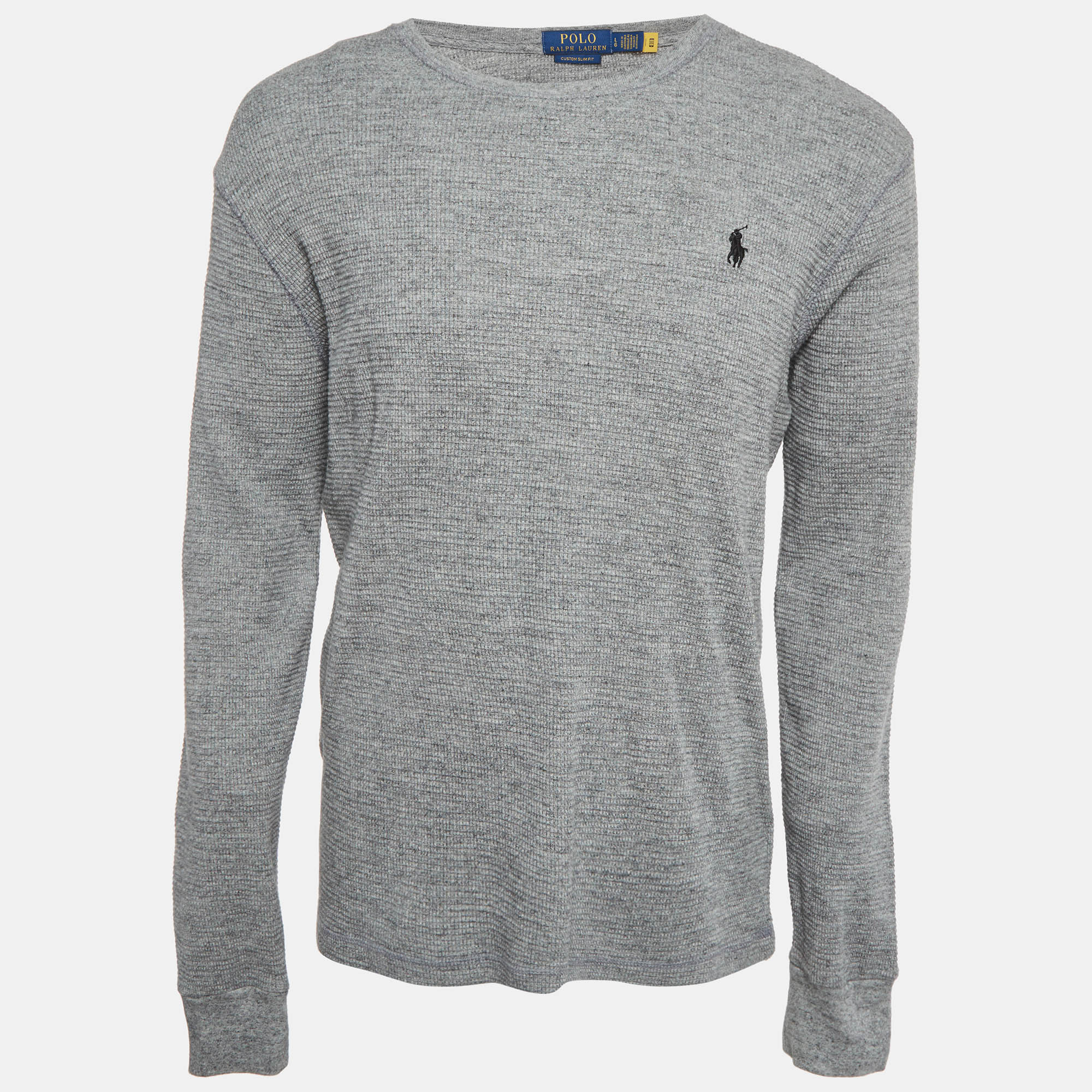 Polo Ralph Lauren Grey Cotton Knit Crewneck Pullover L