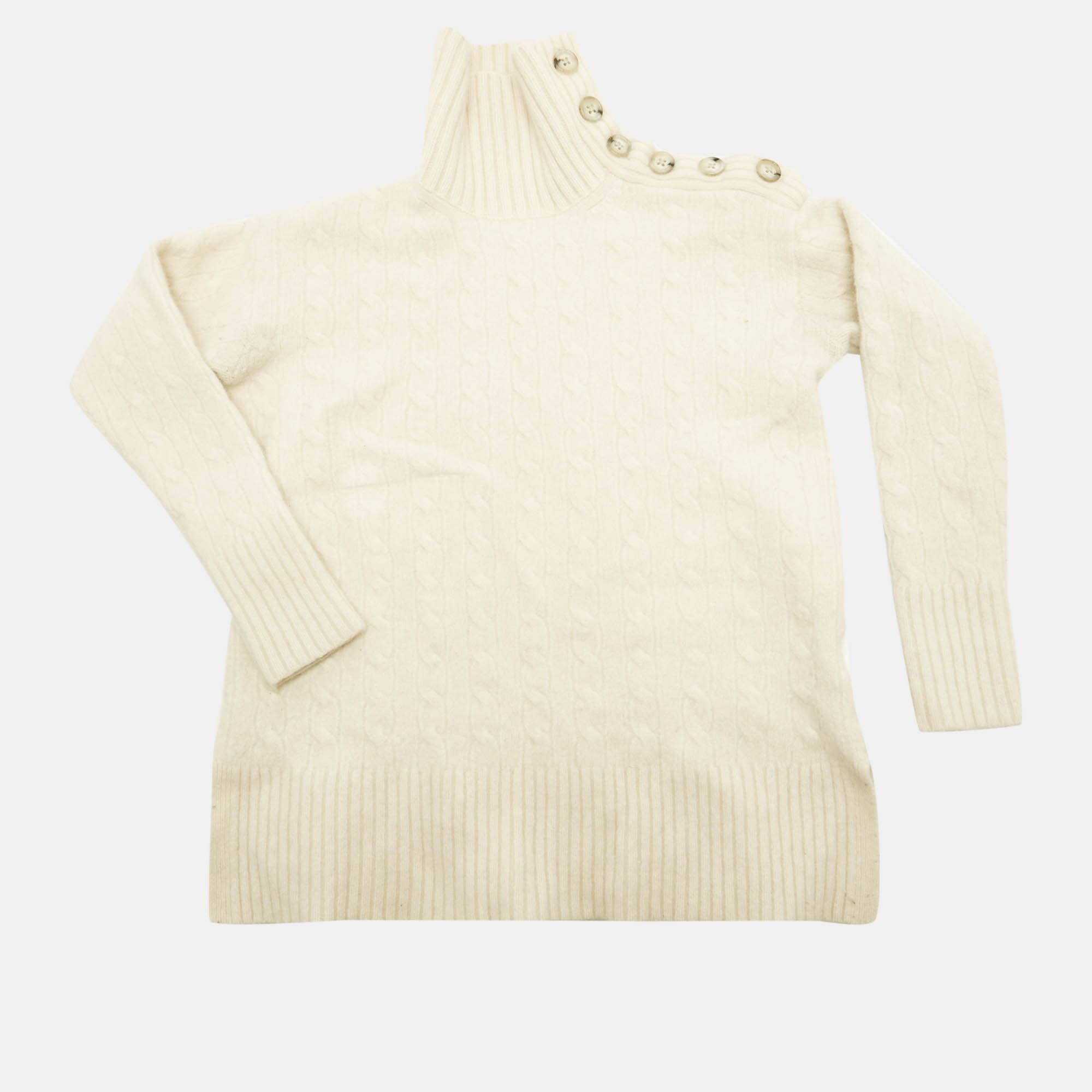 Polo Ralph Lauren Cream Cable Knit Wool Turtleneck Sweater XS