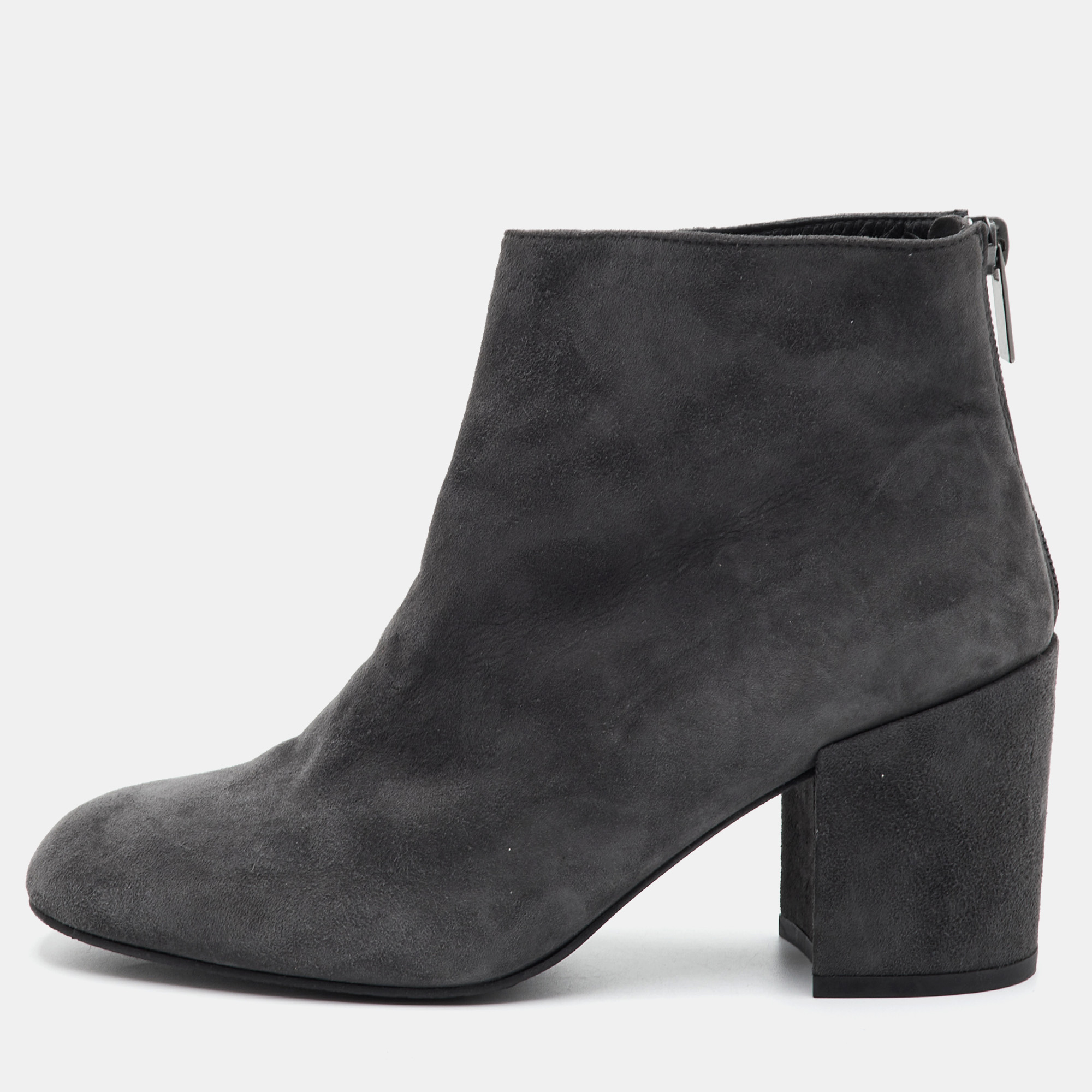 Stuart Weitzman Size 37 Dark Grey Suede Ankle Length Boots