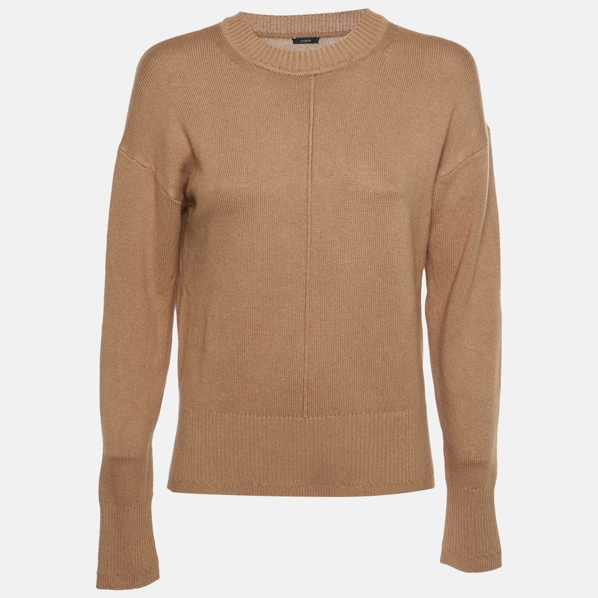 Joseph Brown Silk Knit Crew Neck Sweater XS