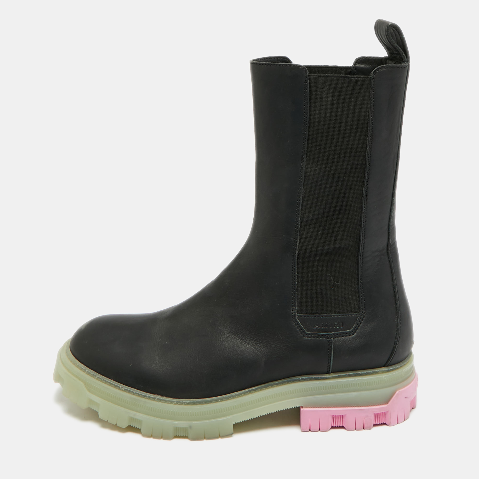 Amiri Size 39 Black Leather Military Chelsea Boots