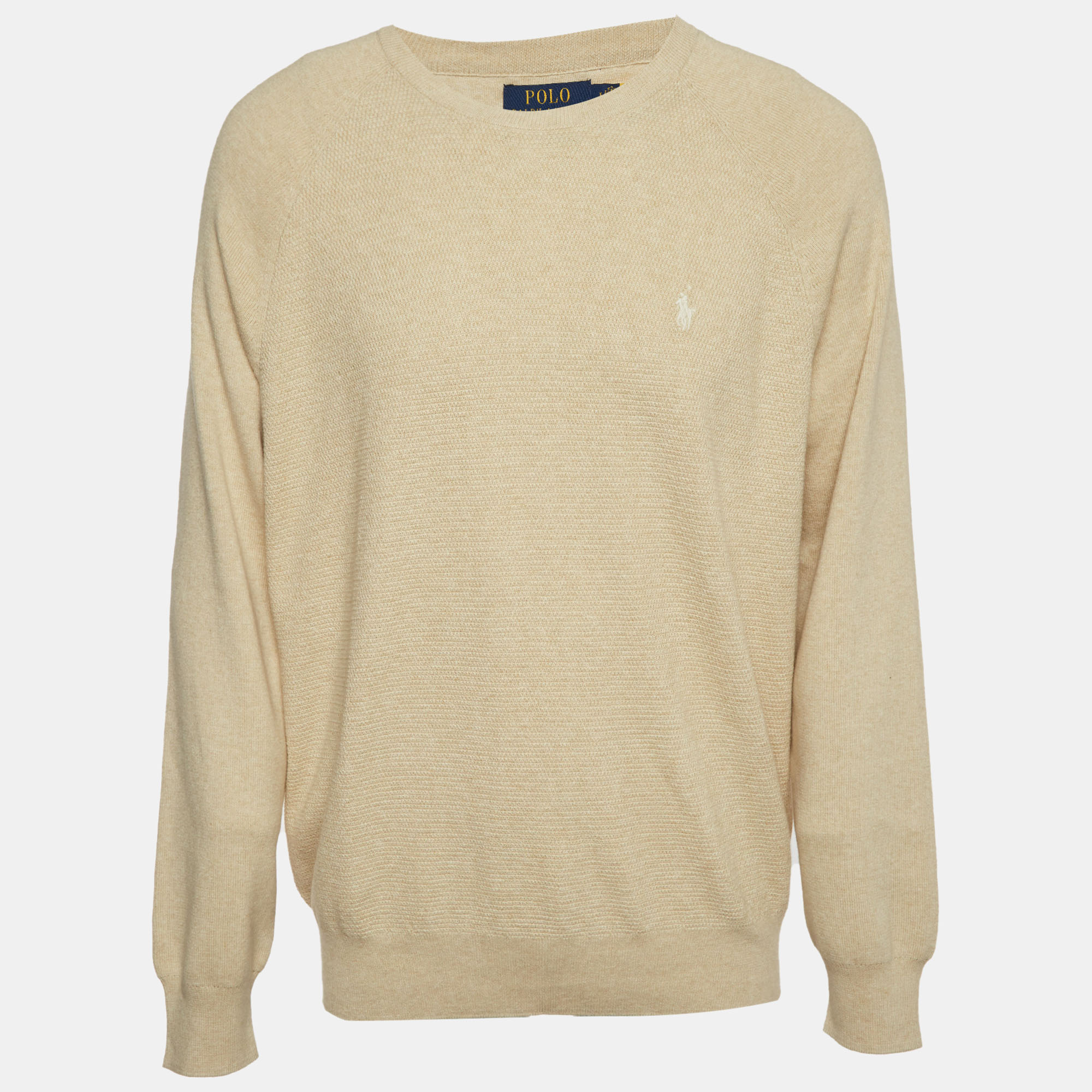 Polo Ralph Lauren Beige Cotton Knit Crewneck Sweater XL