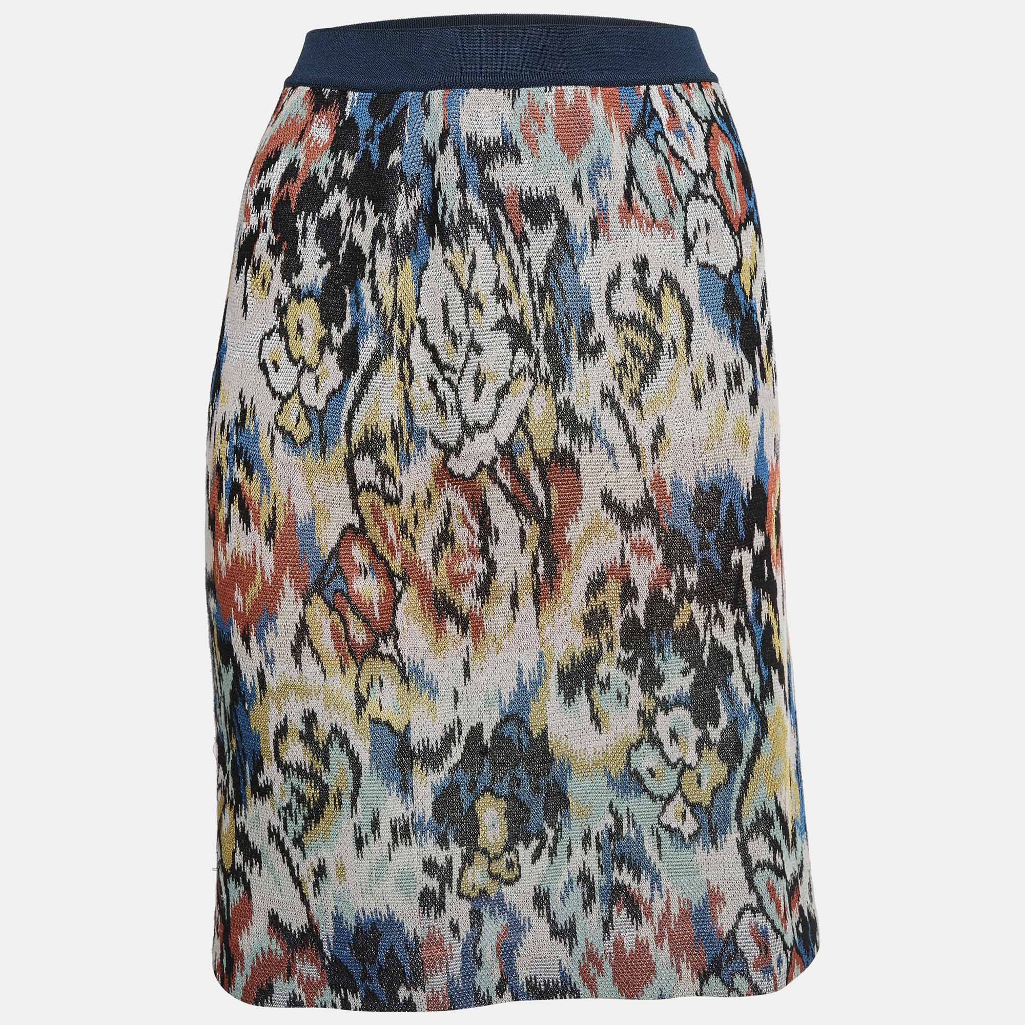 Missoni Multicolour Floral Pattern Knitted Pencil Skirt S