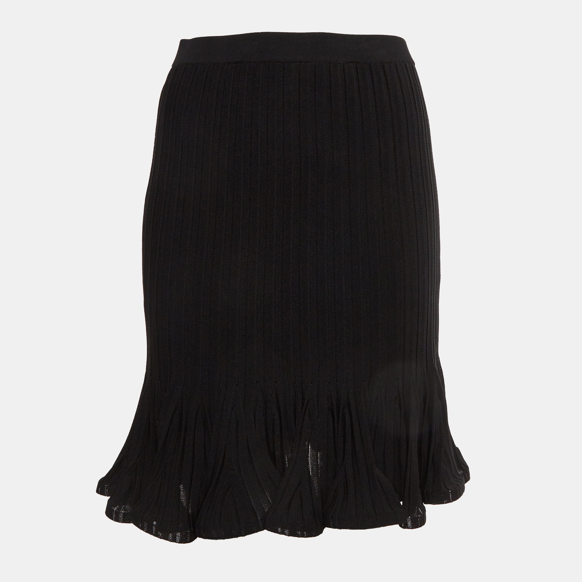 Givenchy Black Stretch Knit Pleated Mini Skirt S