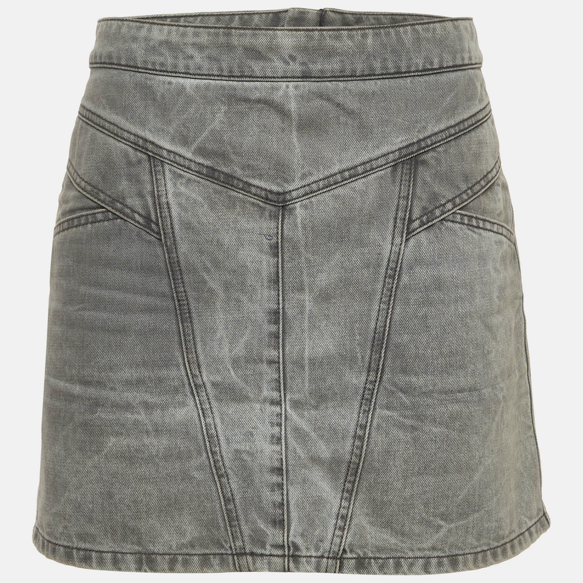 Givenchy Grey Denim Zip Up Mini Skirt M