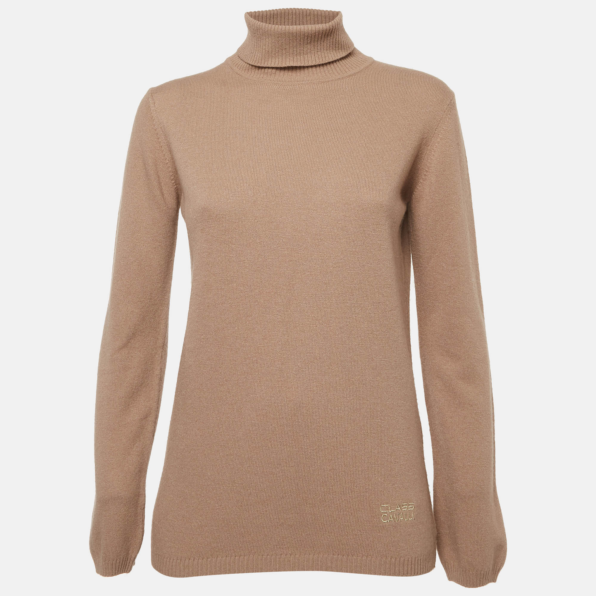 Class by Roberto Cavalli Tan Knit Turtle Neck Sweater L