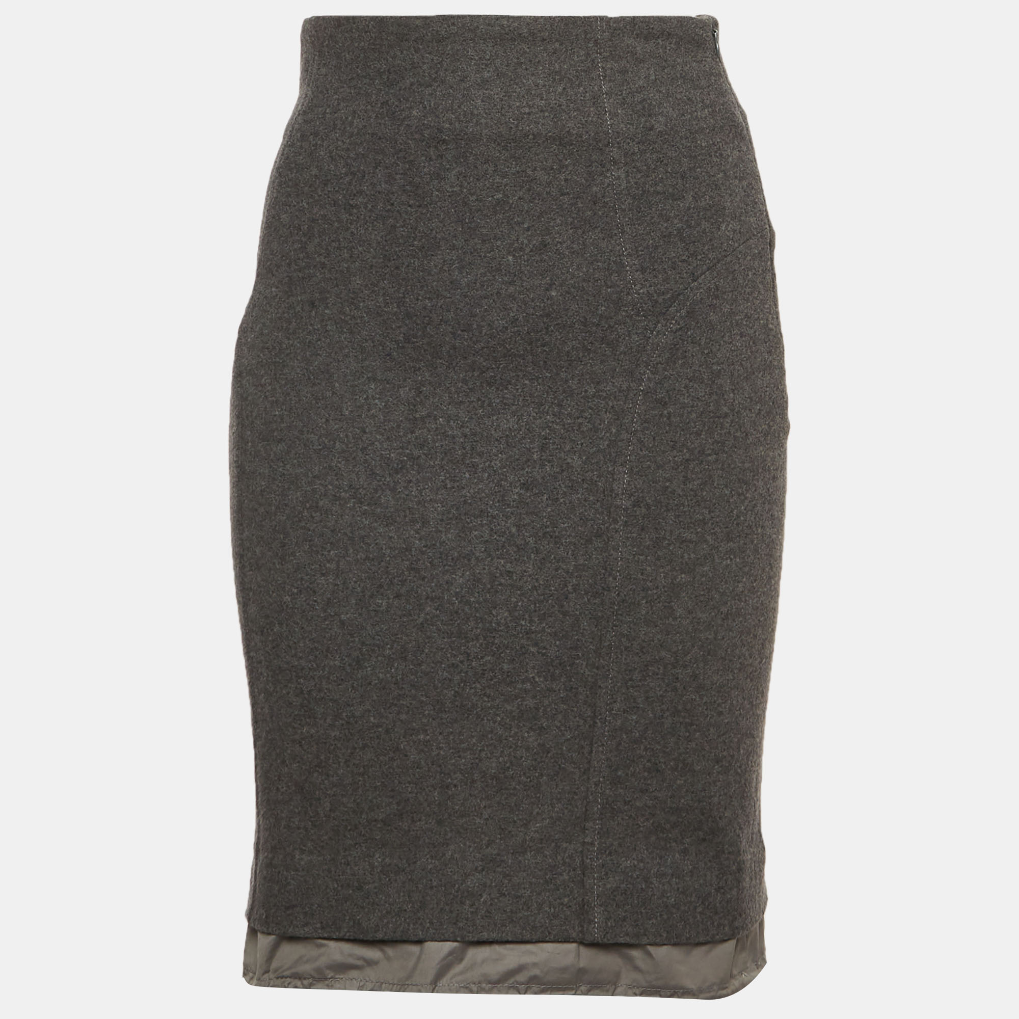 Brunello Cucinelli Grey Wool Blend Pencil Skirt S