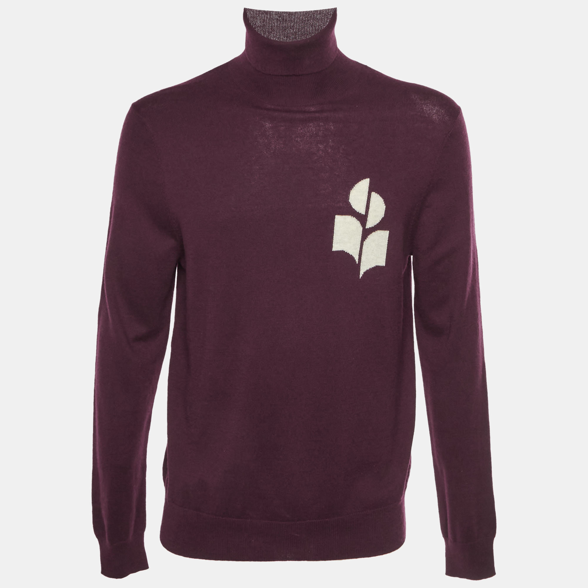 Marant Homme Burgundy Logo Intarsia Knit Enzo Sweater M Isabel Marant