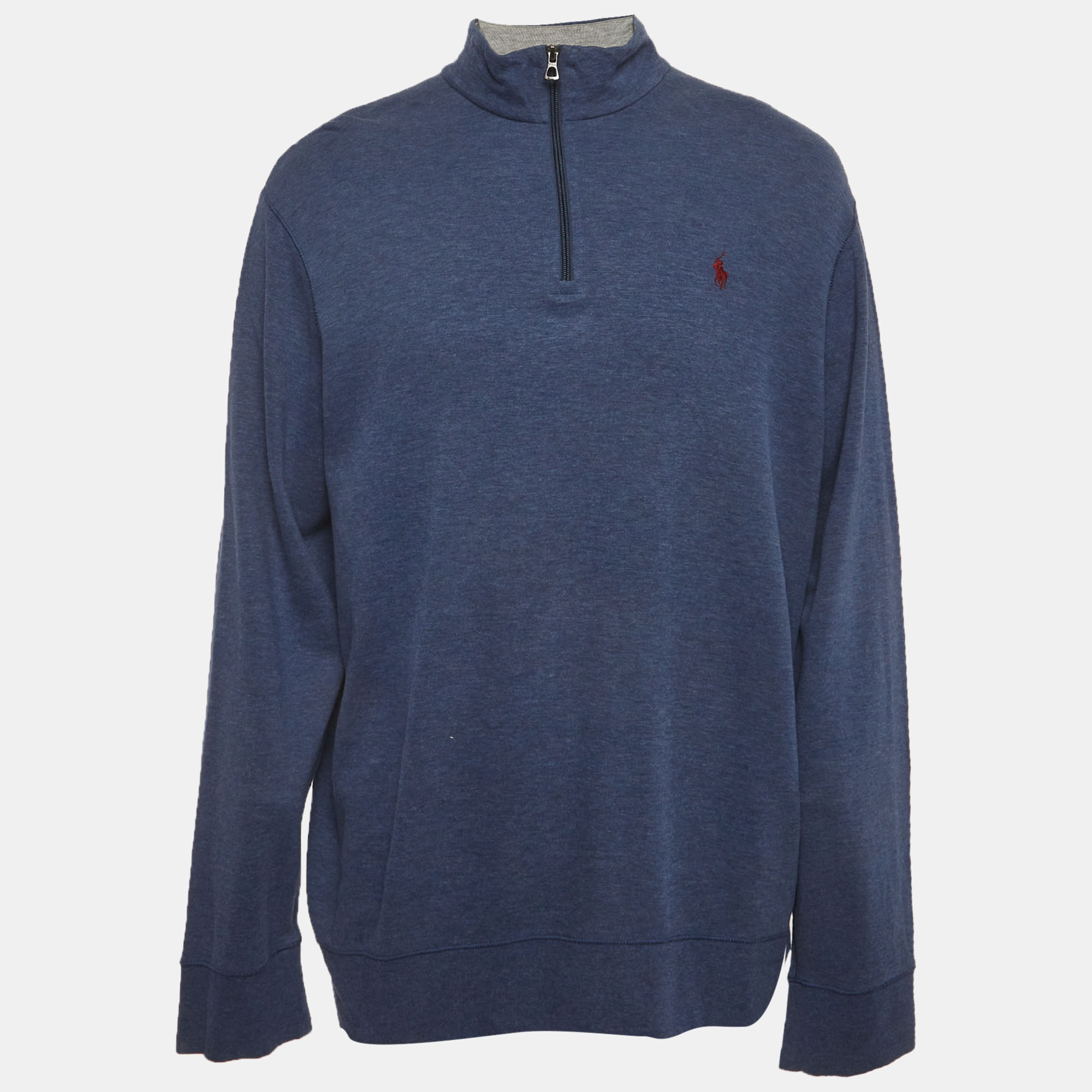 Polo Ralph Lauren Blue Jersey Knit Quarter-Zip Pullover XL