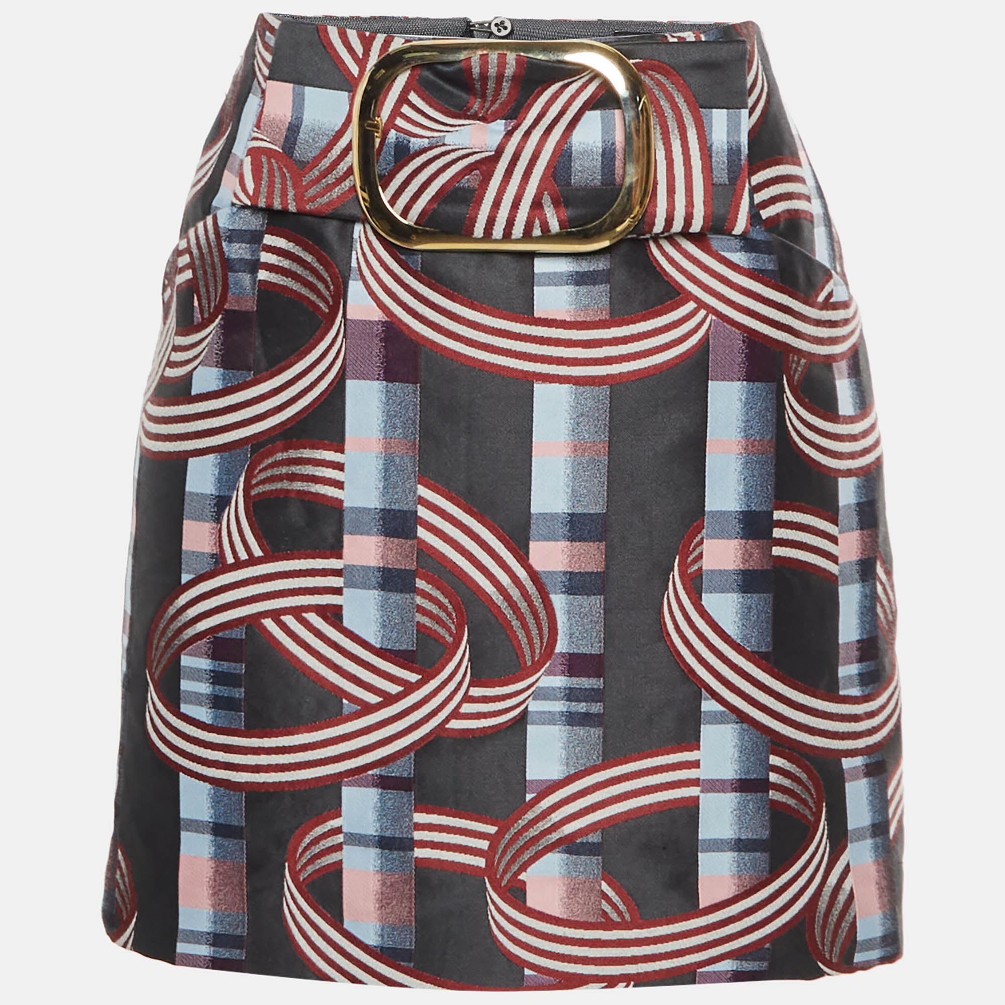 Emporio Armani  Multicolour Geometric Pattern Jacquard Mini Skirt M
