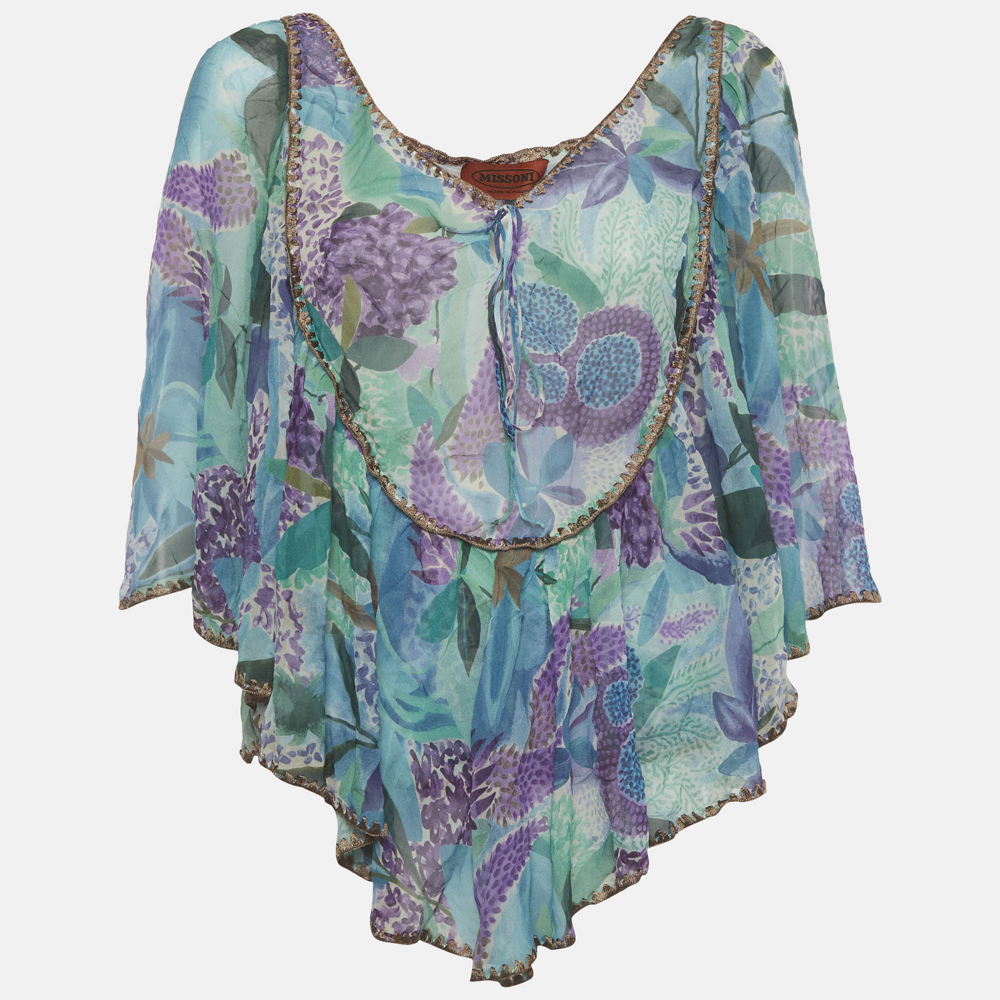 Missoni Blue Printed Silk Blouse M