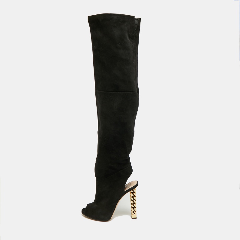 Giuseppe Zanotti Size 38 Black Suede Over The Knee Boots