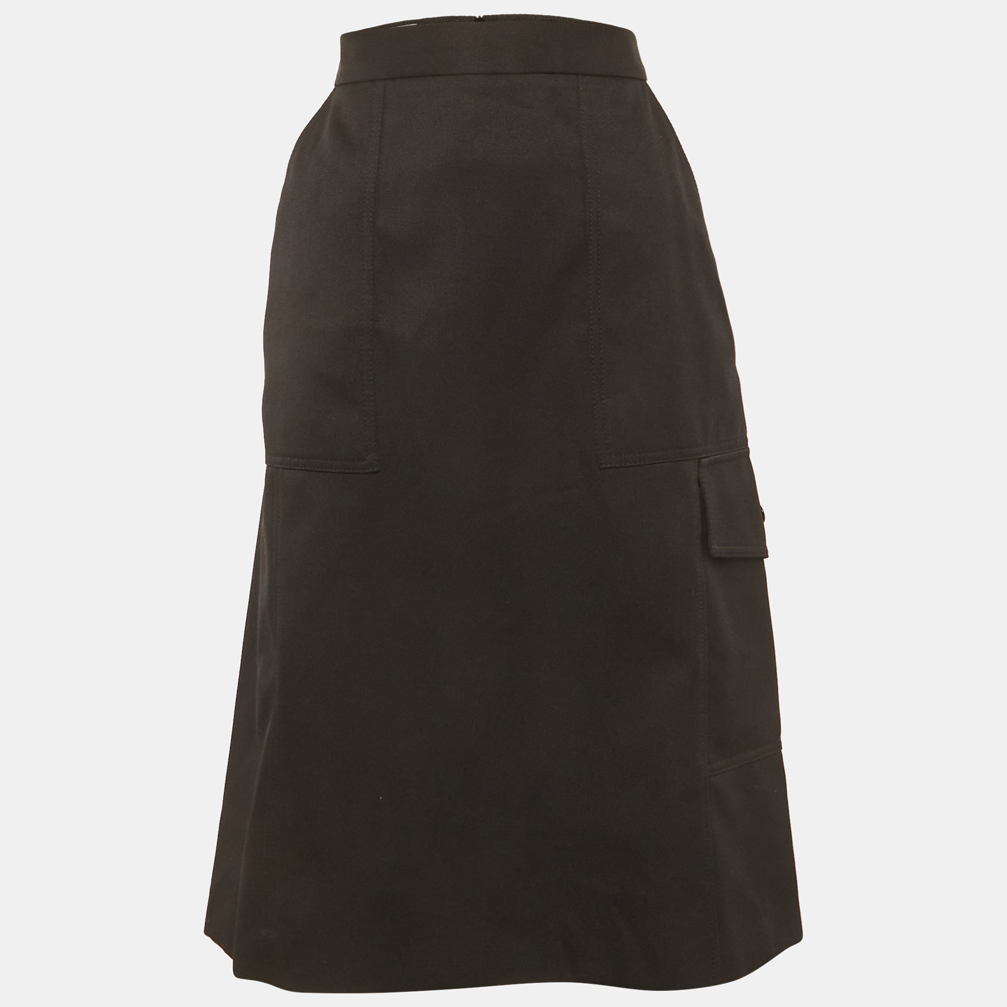 Moncler Black Gabardine Pencil Skirt L