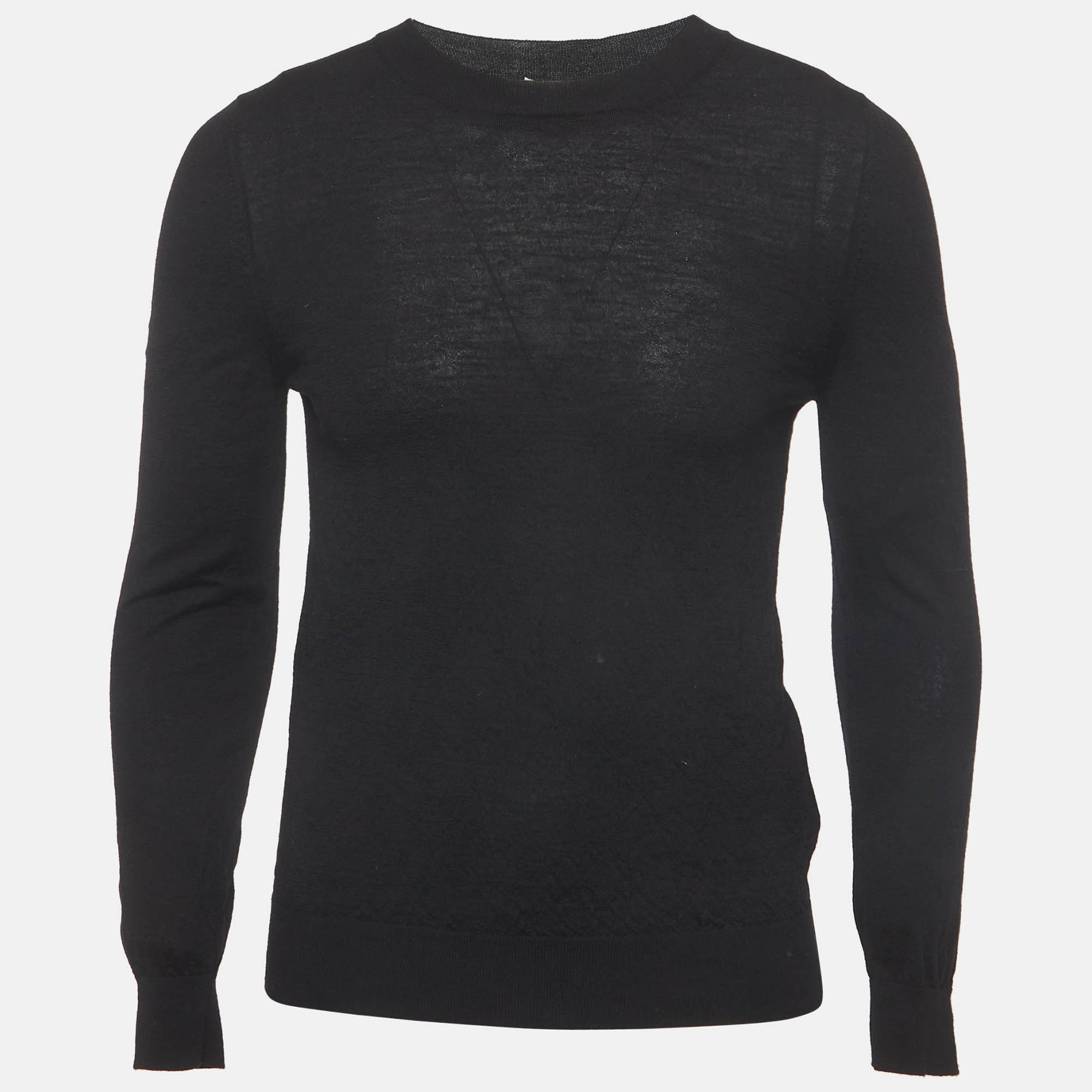 Valentino Black Wool Knit Long Sleeves Sweater M