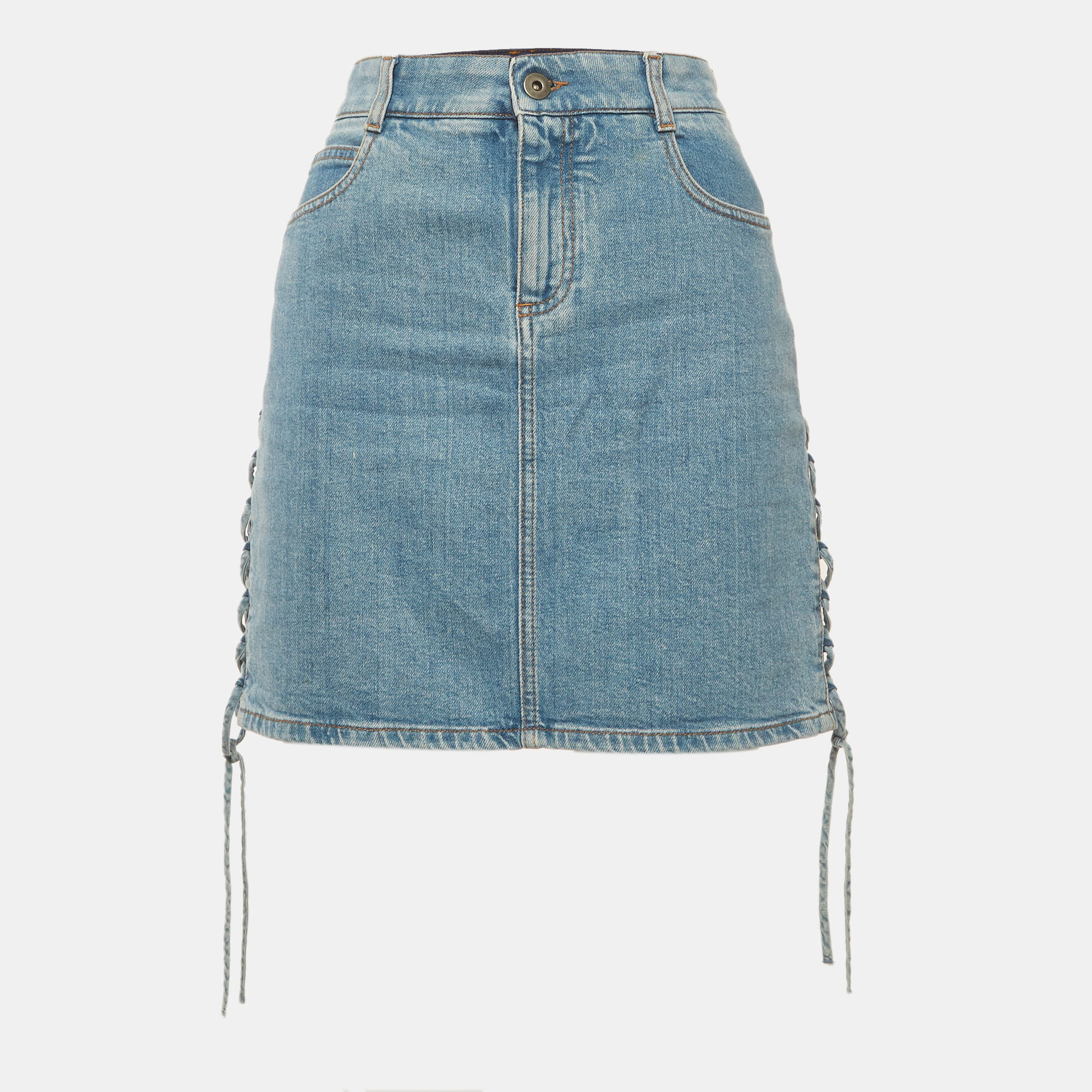 Stella McCartney Blue Denim Lace Up Mini Skirt S