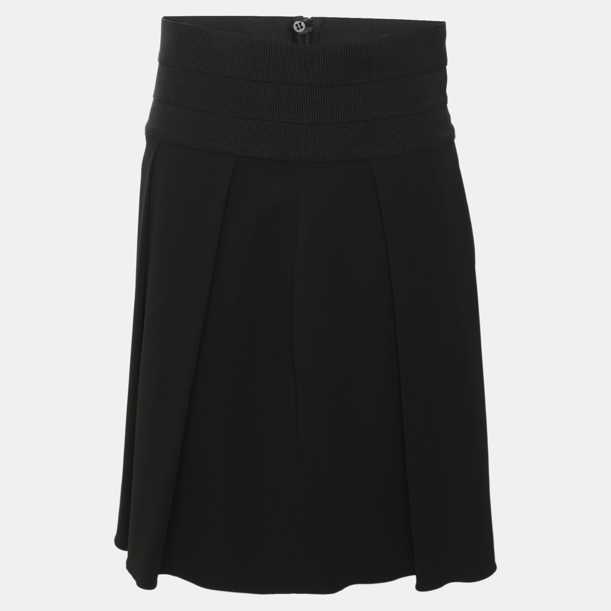 Emporio Armani  Black Stretch Crepe Pleated Midi Skirt S