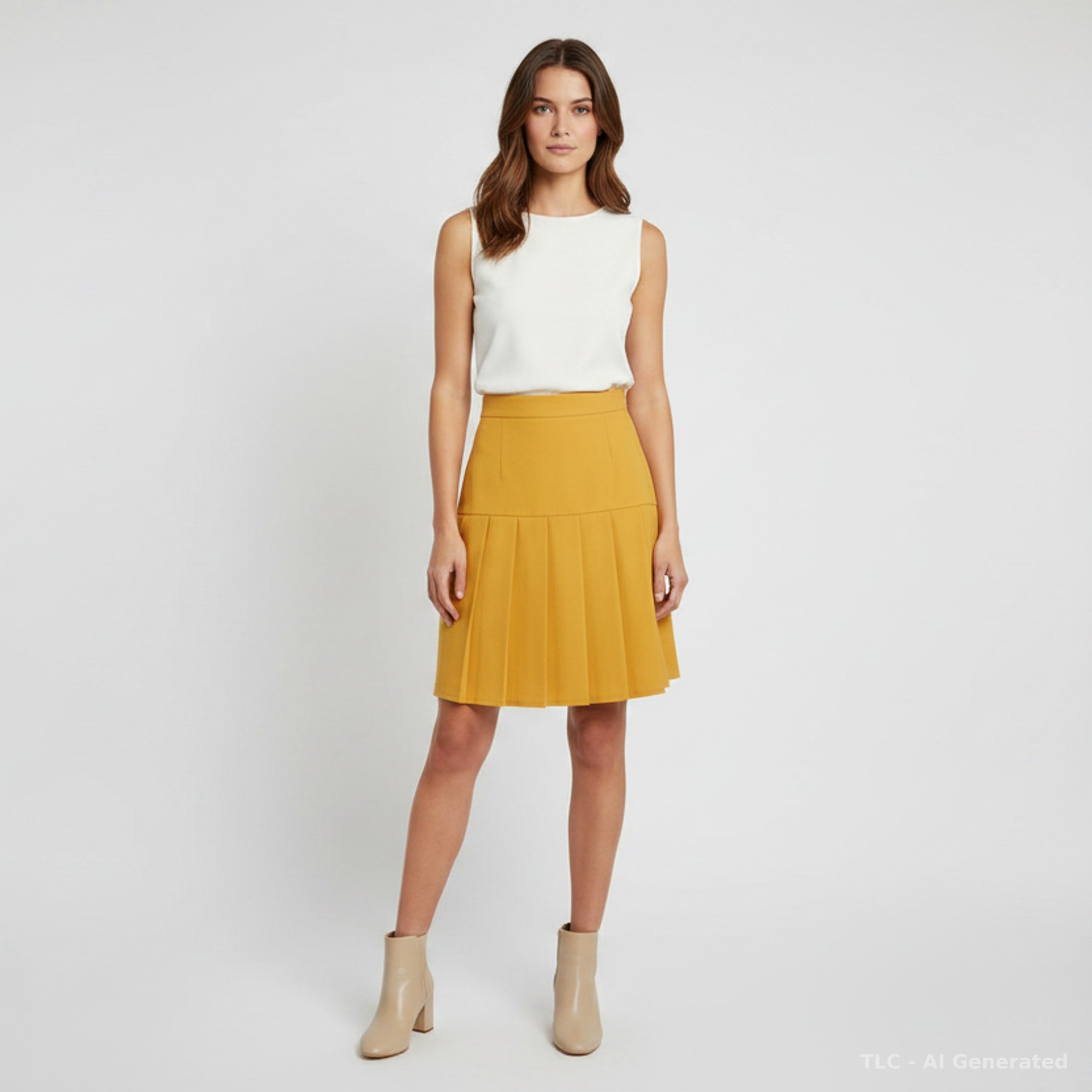 Gucci Yellow Silk and Wool Blend Pleated Mini Skirt M