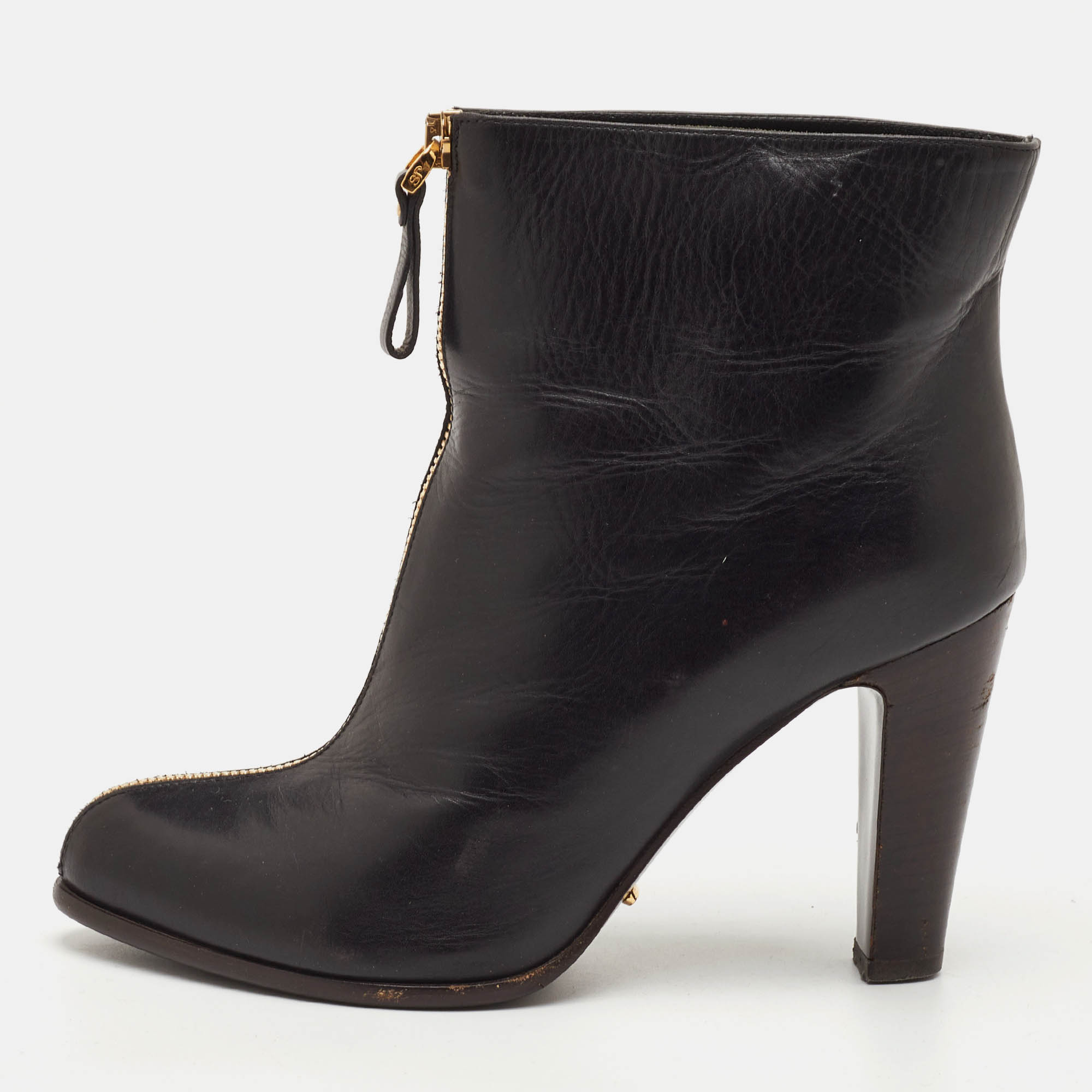 Sergio Rossi Size 37 Black Leather Ankle Length Boots