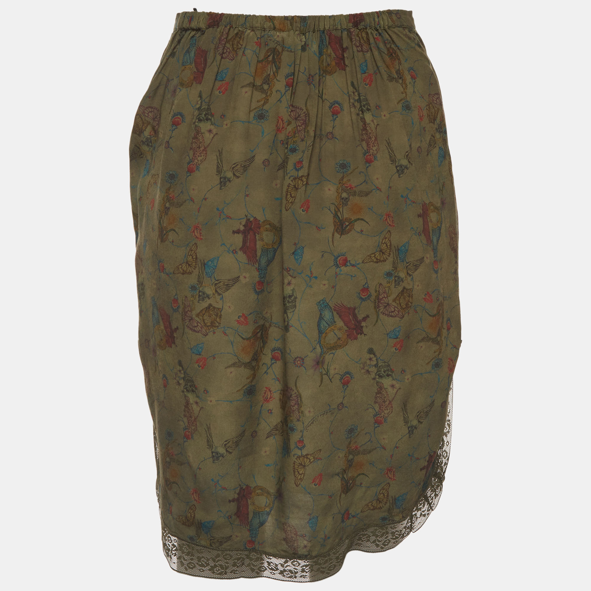 Zadig & Voltaire Green Printed Crepe Jozy Soft Holly Skirt S