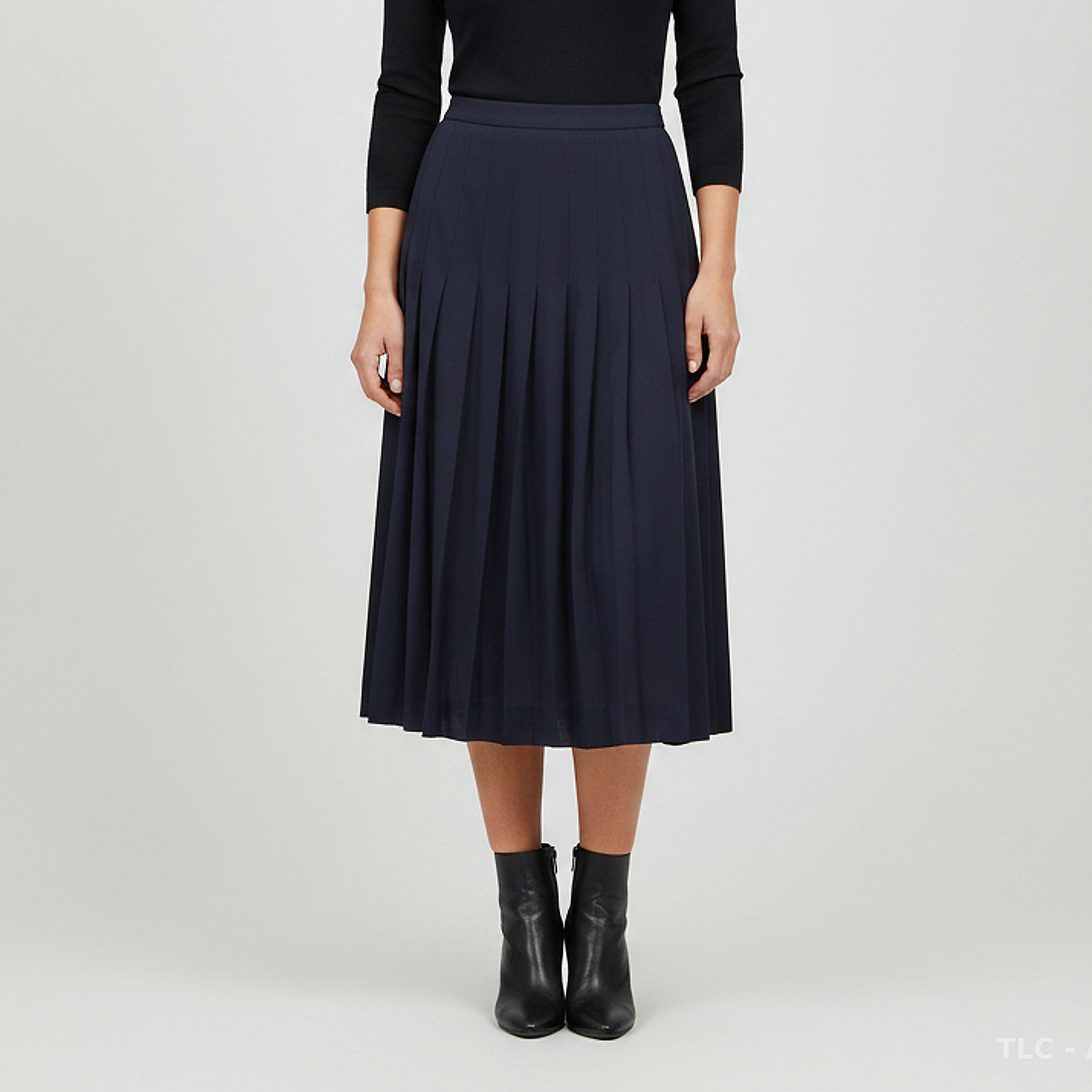 Theory Navy Blue Stretch Silk Pleated Mini Skirt S