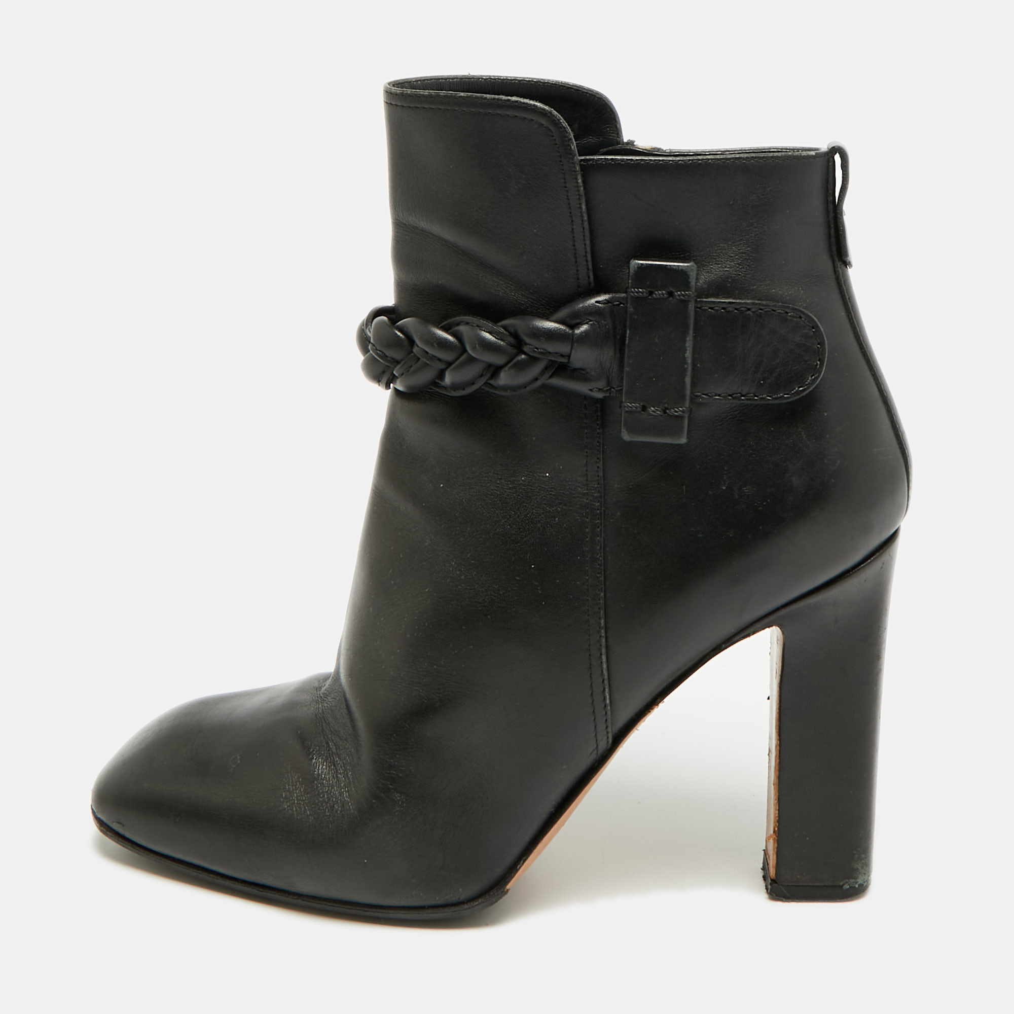 Valentino Size 38 Black Leather Ankle Length Boots