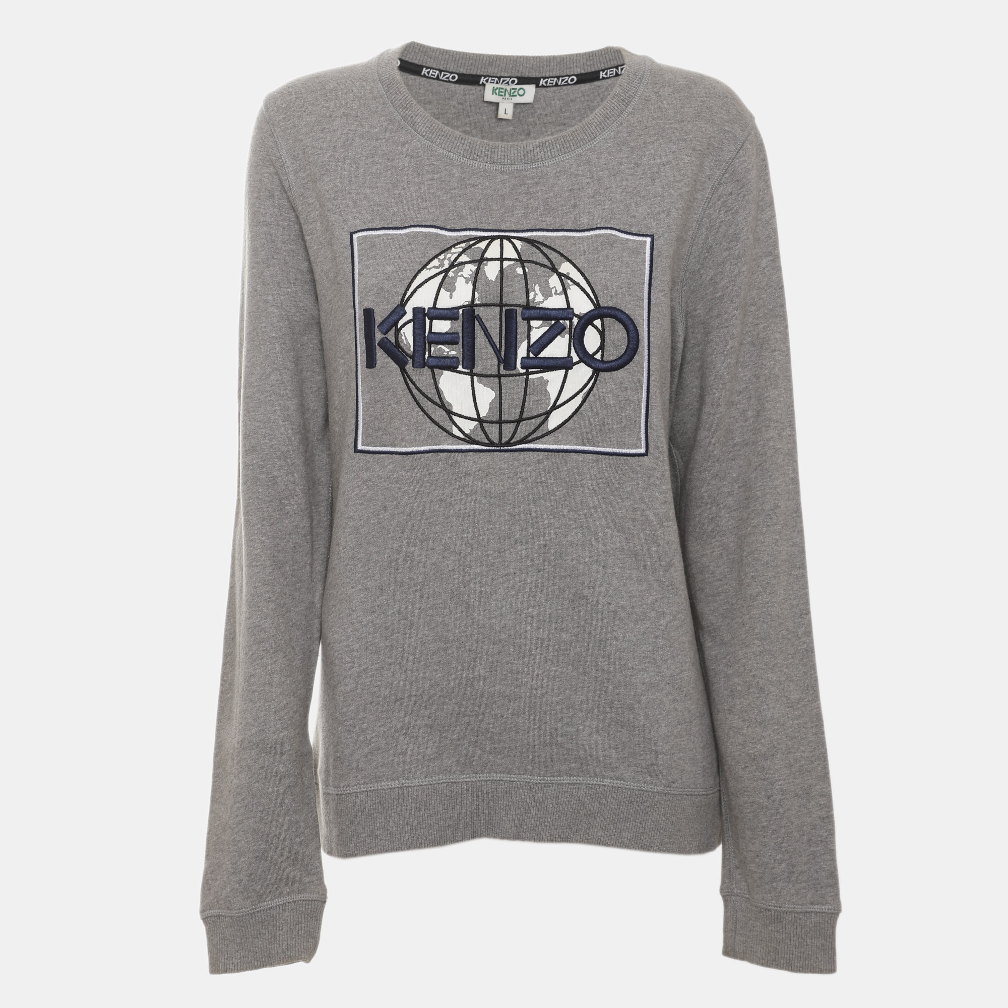 Kenzo Grey Jersey World Peace World Sweater L