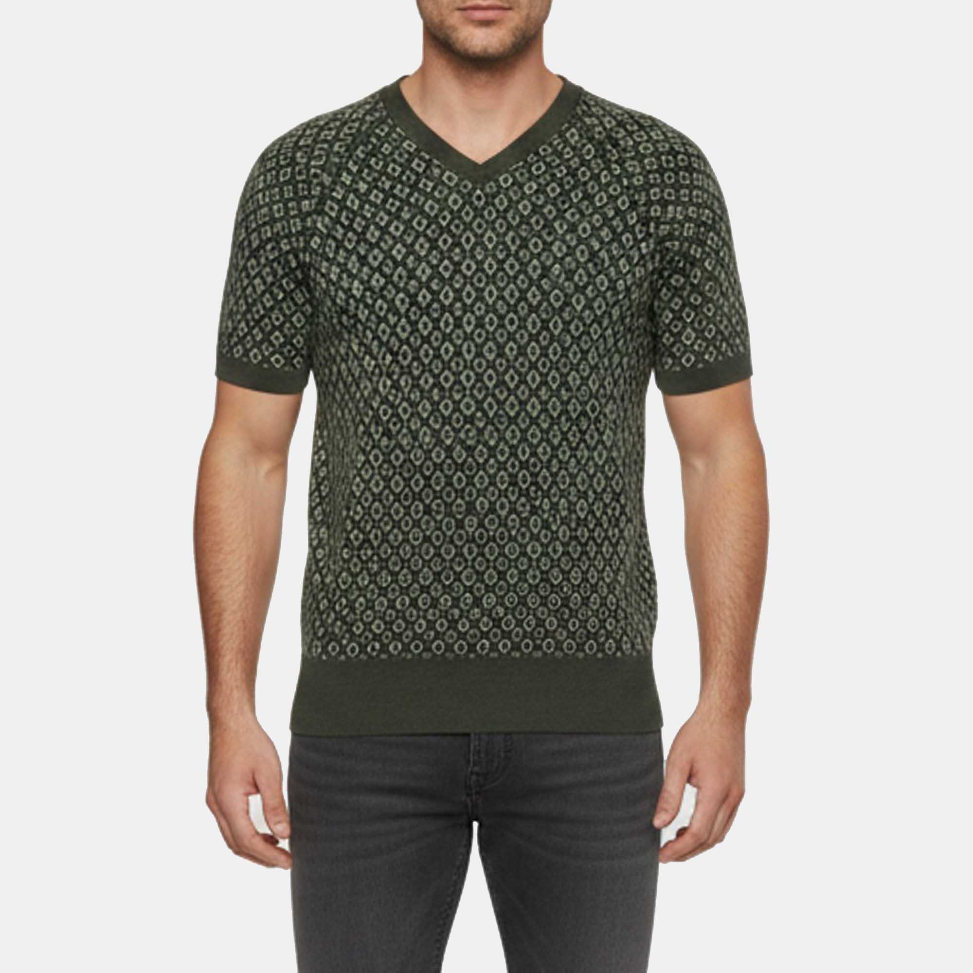 Emporio Armani Green Knit Short Sleeve Sweater M