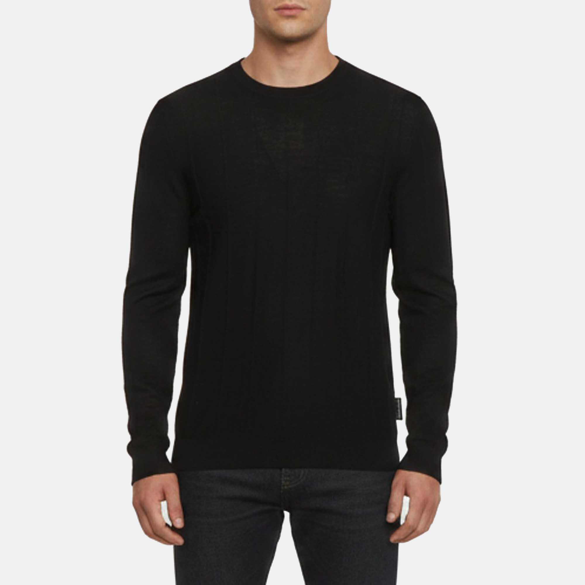 Emporio Armani Black Wool Knit Crew Neck Sweater M