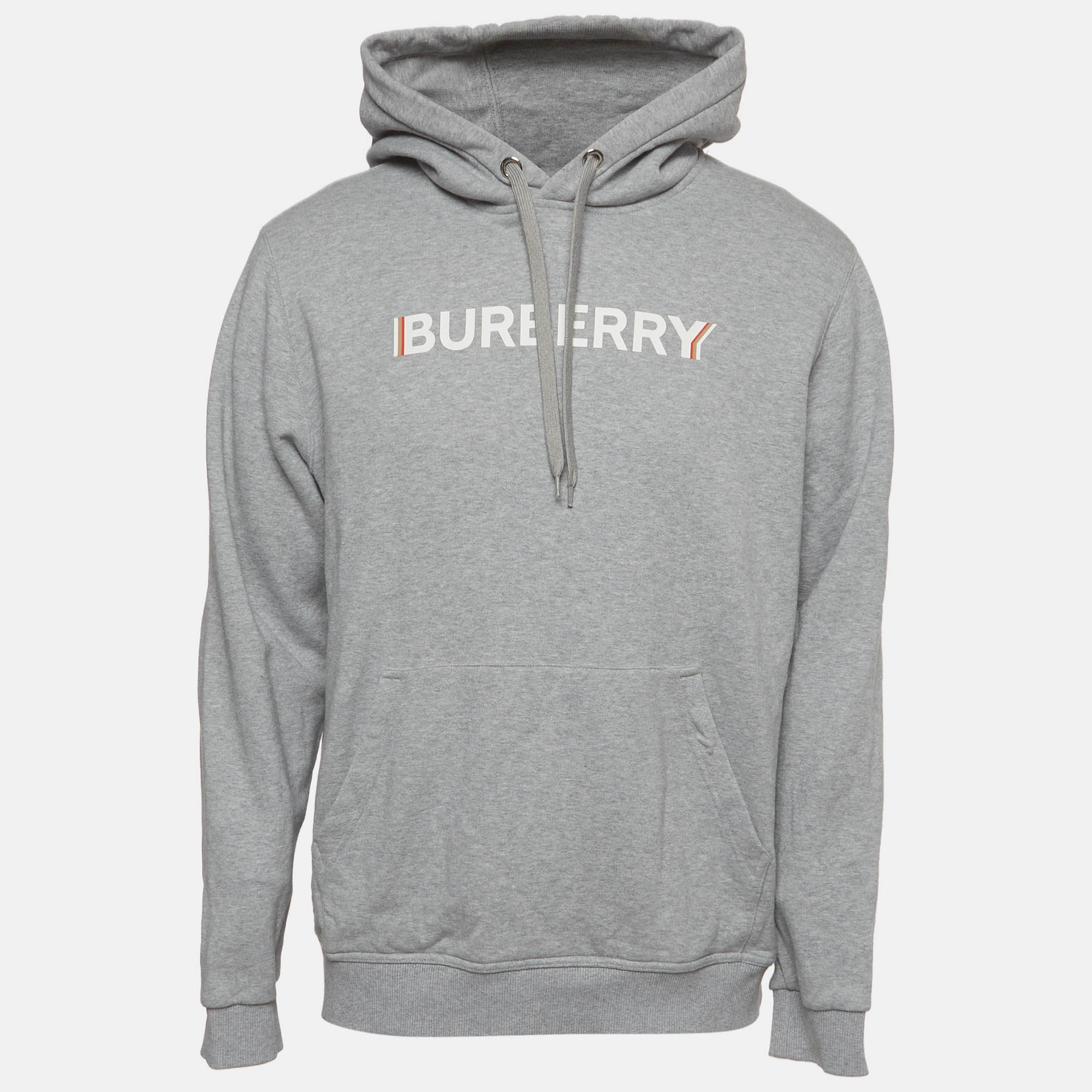Burberry Grey Printed Jersey Long Sleeve Hoodie L