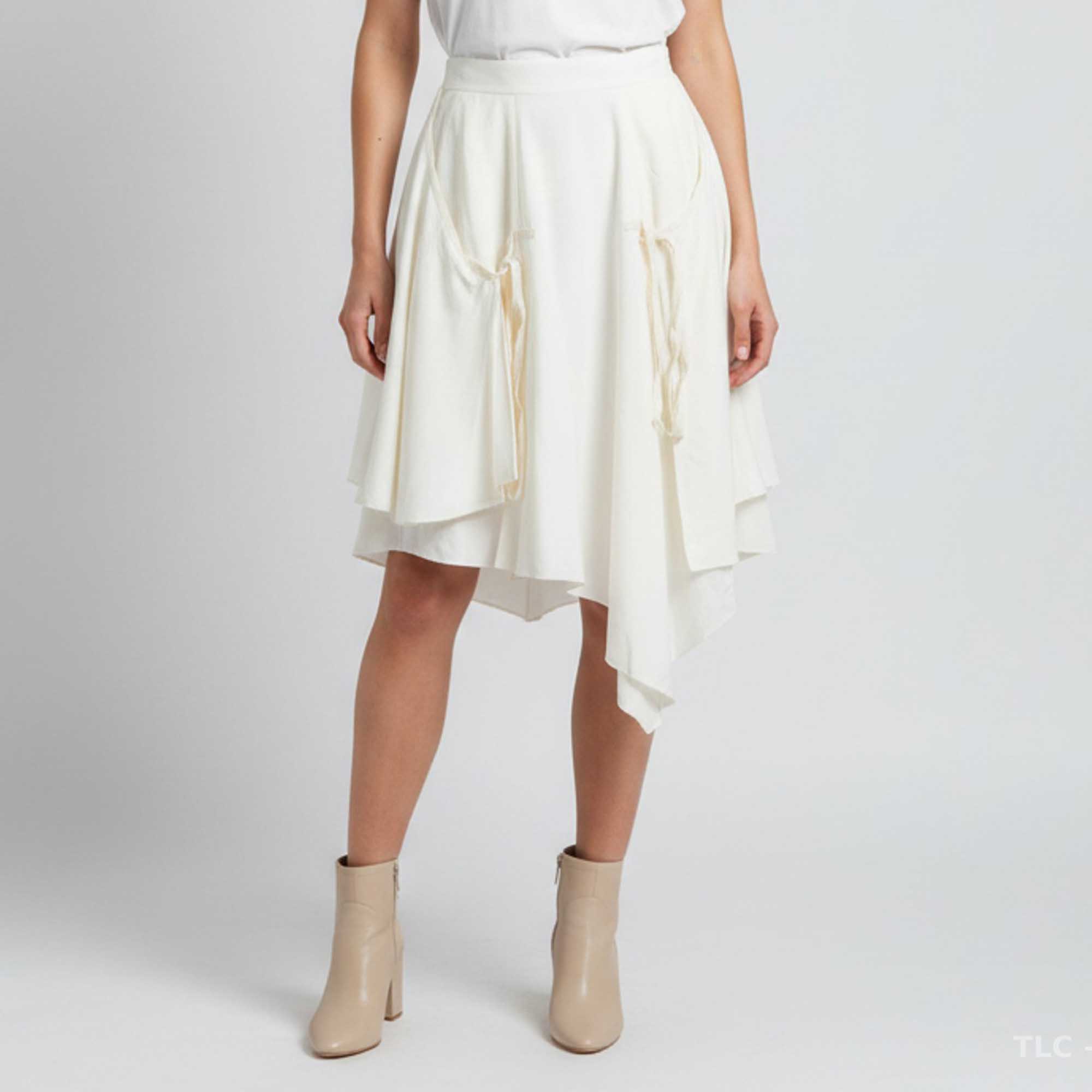 Loewe X Paula's Ibiza Cream Silk Paneled Asymmetrical Skirt S
