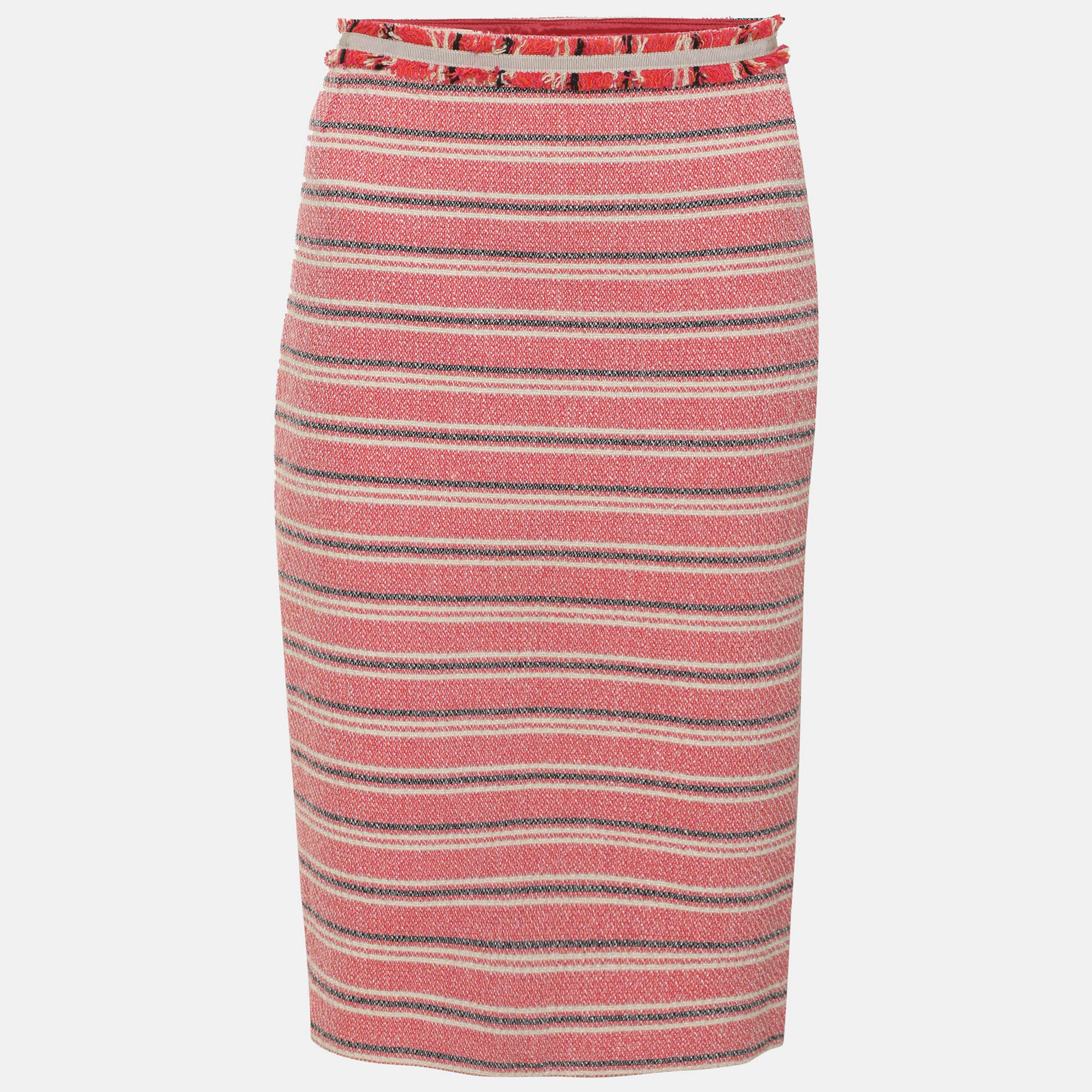 Weekend Max Mara Red Striped Tweed Midi Skirt M