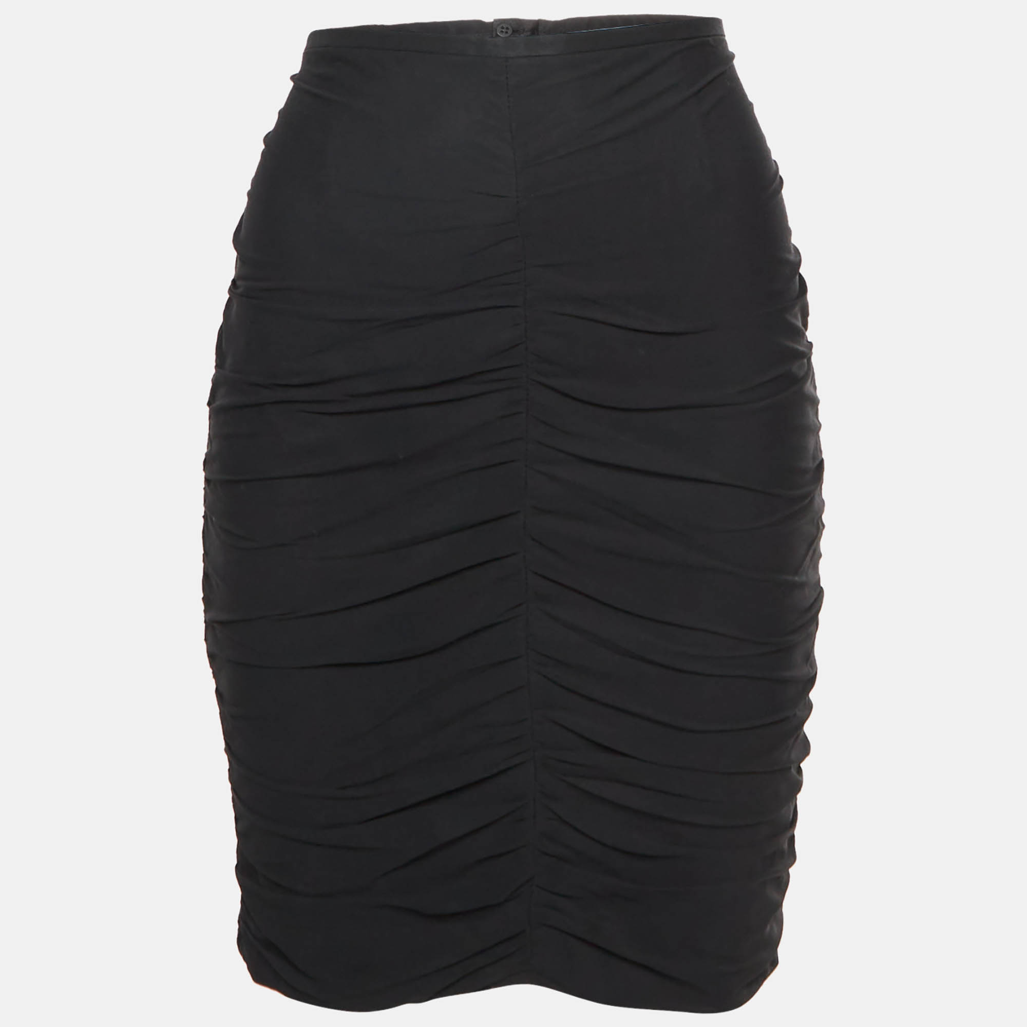 Armani Collezioni Black Silk Ruched Mini Skirt M